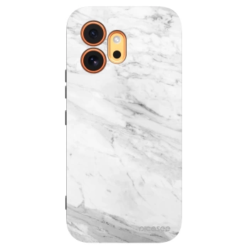 Picasee husă neagră din silicon pentru Honor 600 - White marble