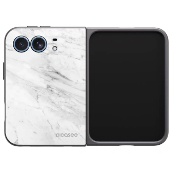 Picasee husă neagră din silicon pentru Apple iPhone Duo - White marble