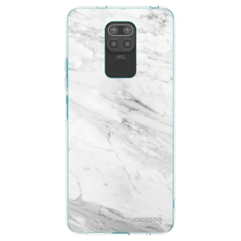 Picasee husă neagră din silicon pentru Xiaomi Redmi Note 9 - White marble
