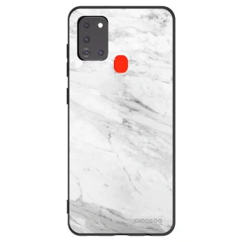 Picasee husă neagră din silicon pentru Samsung Galaxy A21s - White marble