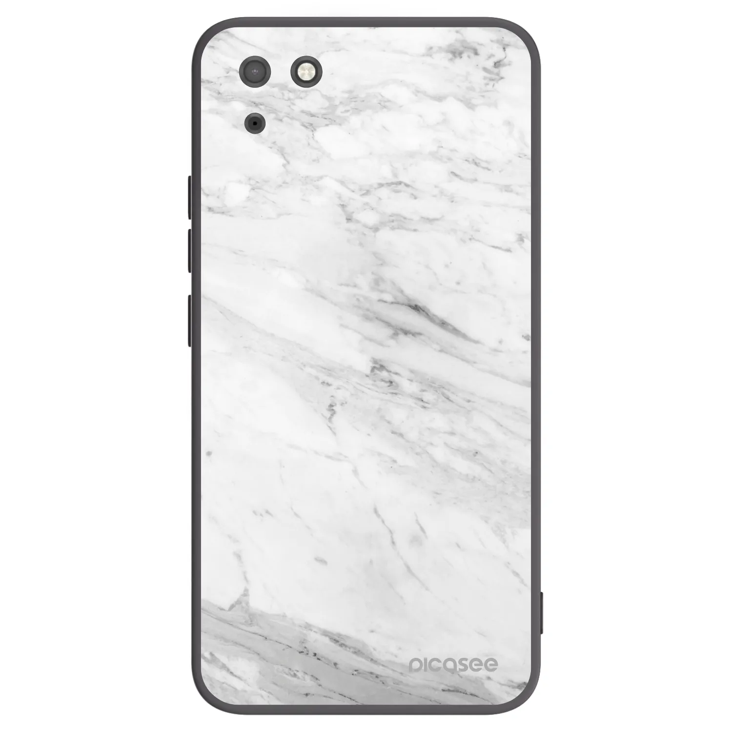 Picasee husă neagră din silicon pentru Huawei Y5P - White marble