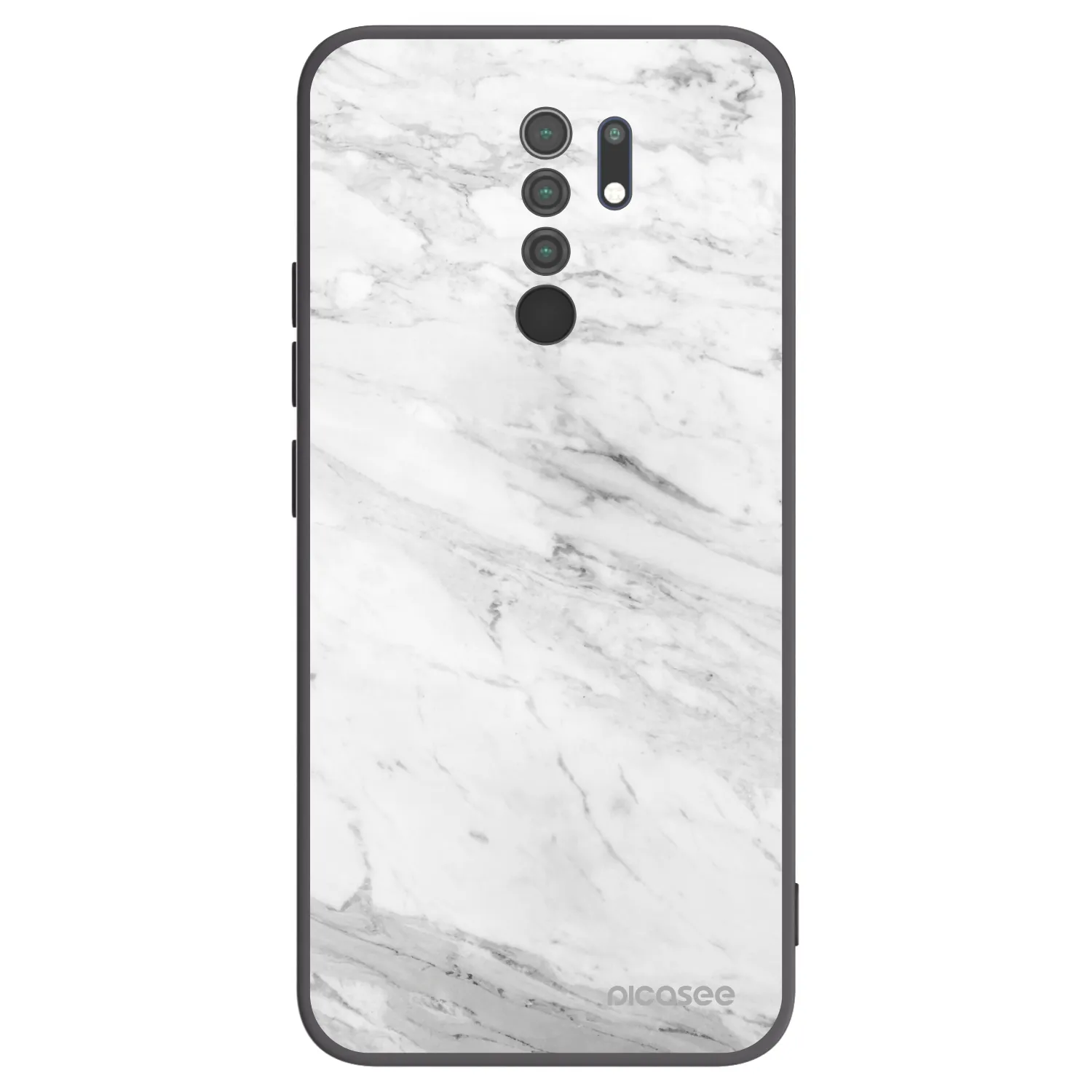 Picasee husă neagră din silicon pentru Xiaomi Redmi 9 - White marble