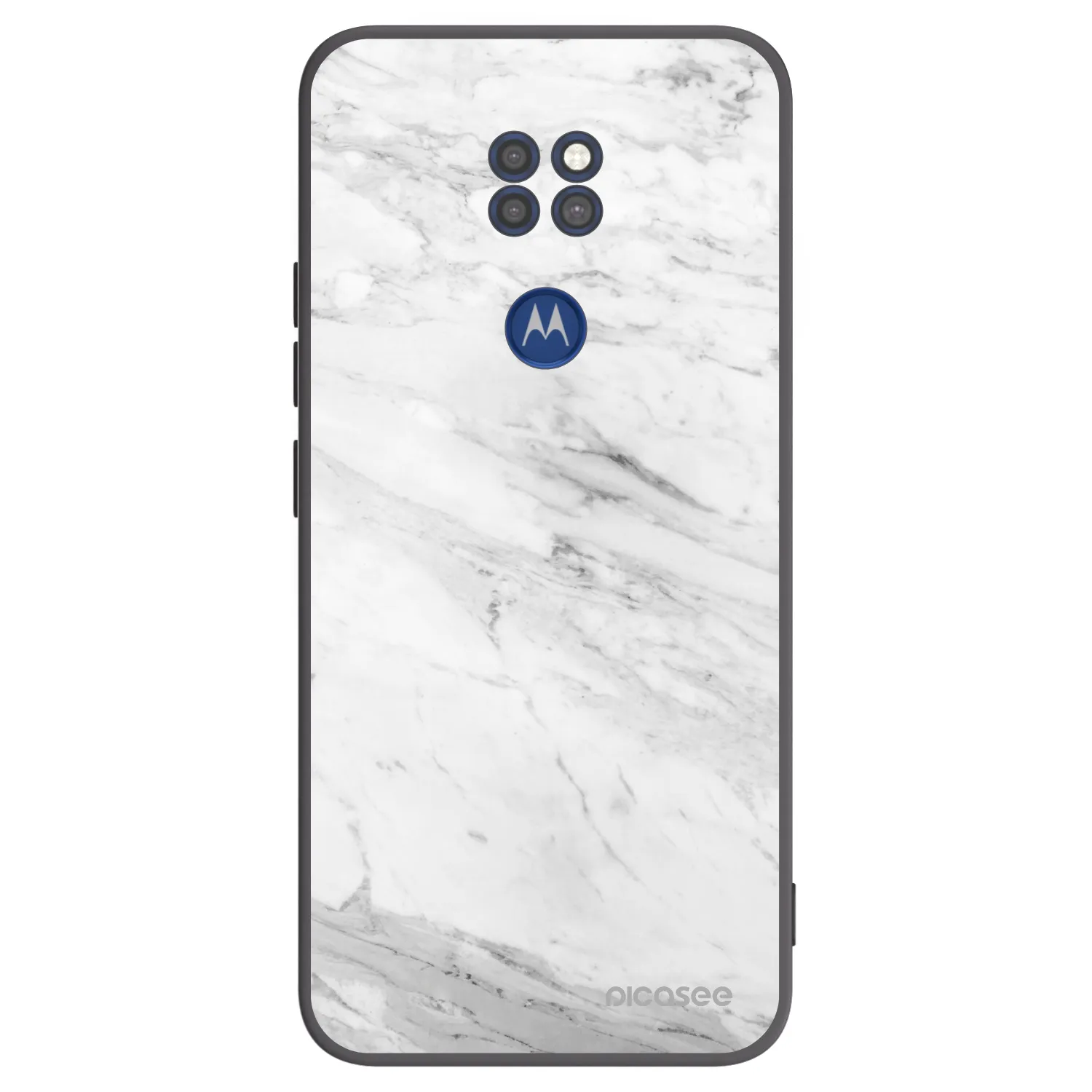Picasee husă neagră din silicon pentru Motorola Moto G9 Play - White marble