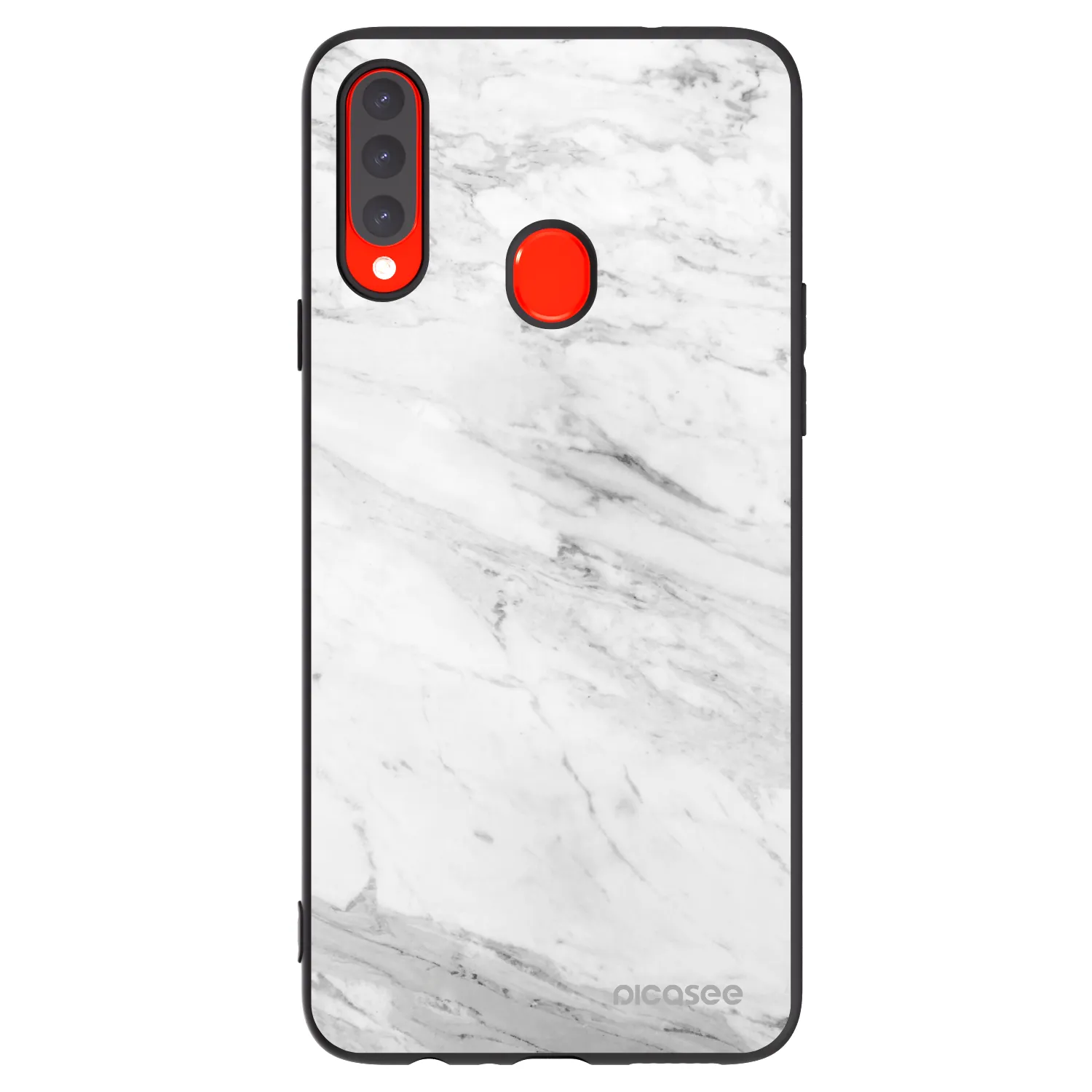 Picasee husă neagră din silicon pentru Samsung Galaxy A20s - White marble