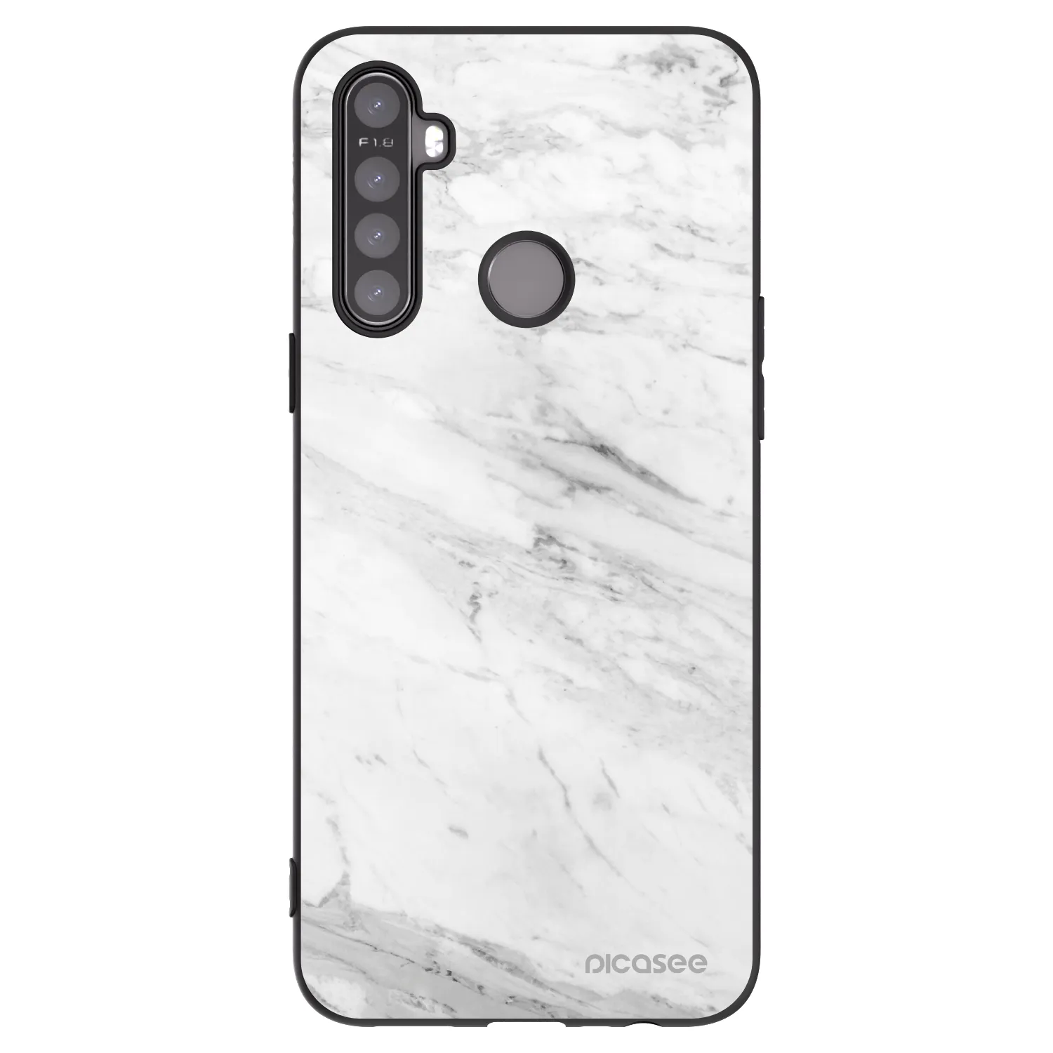 Picasee husă neagră din silicon pentru Realme 5 - White marble