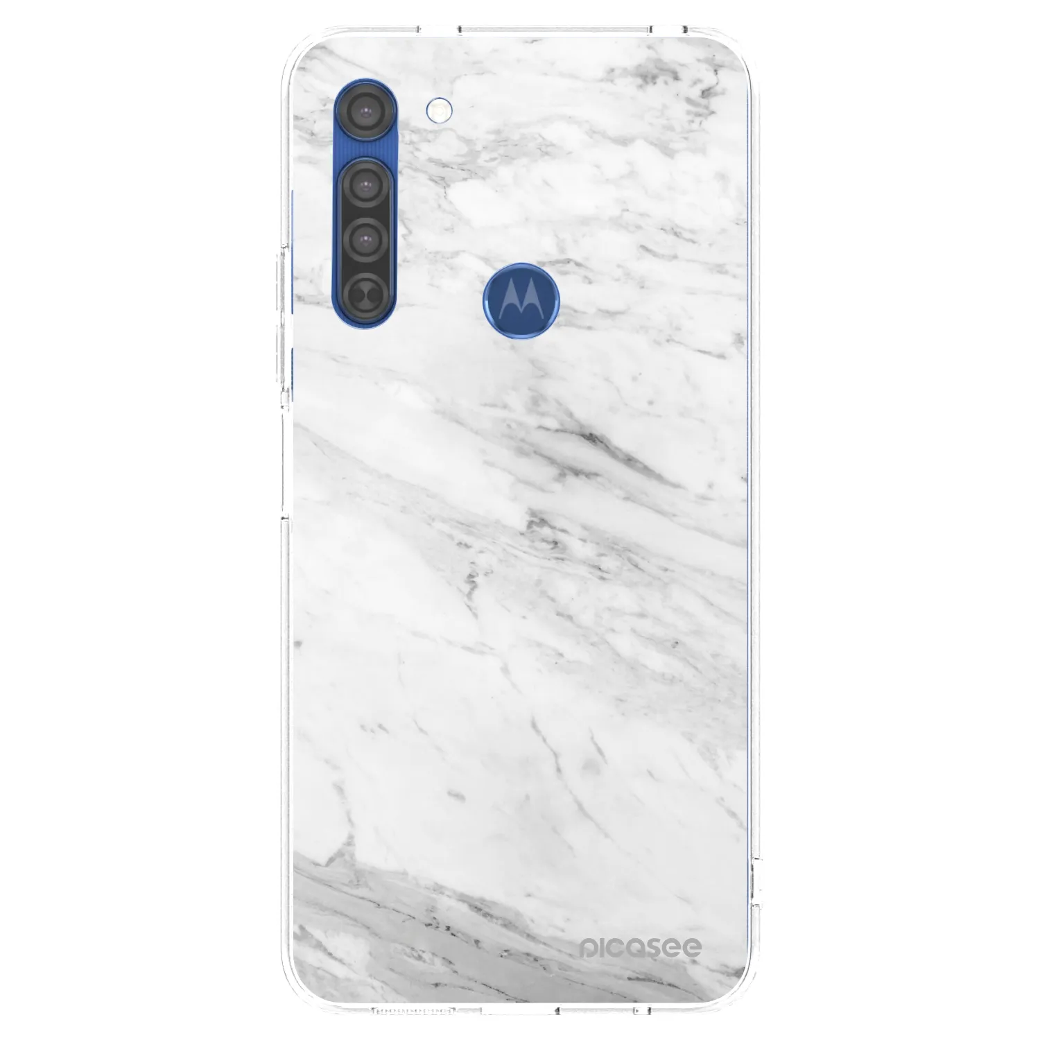Picasee husă transparentă din silicon pentru Motorola Moto G8 - White marble