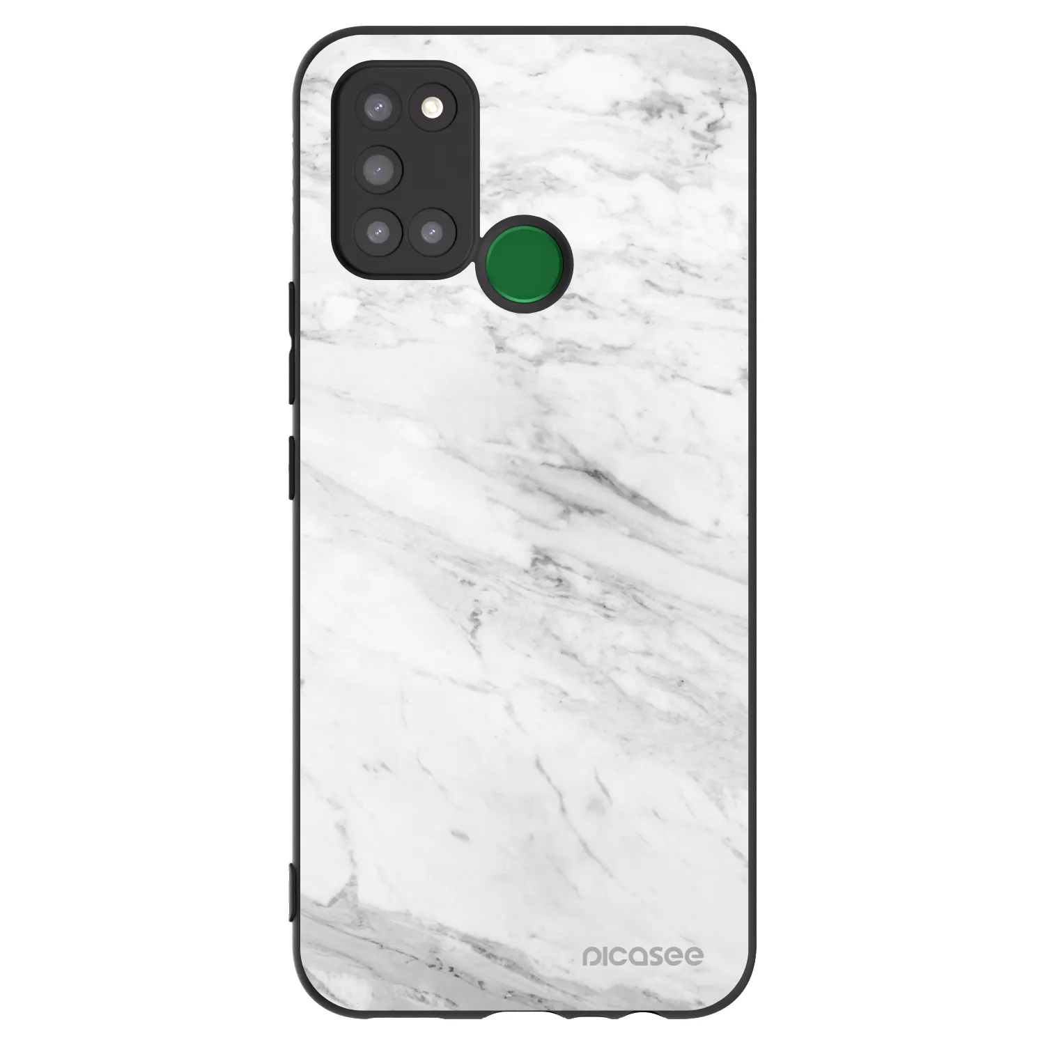 Picasee husă neagră din silicon pentru Realme 7i - White marble