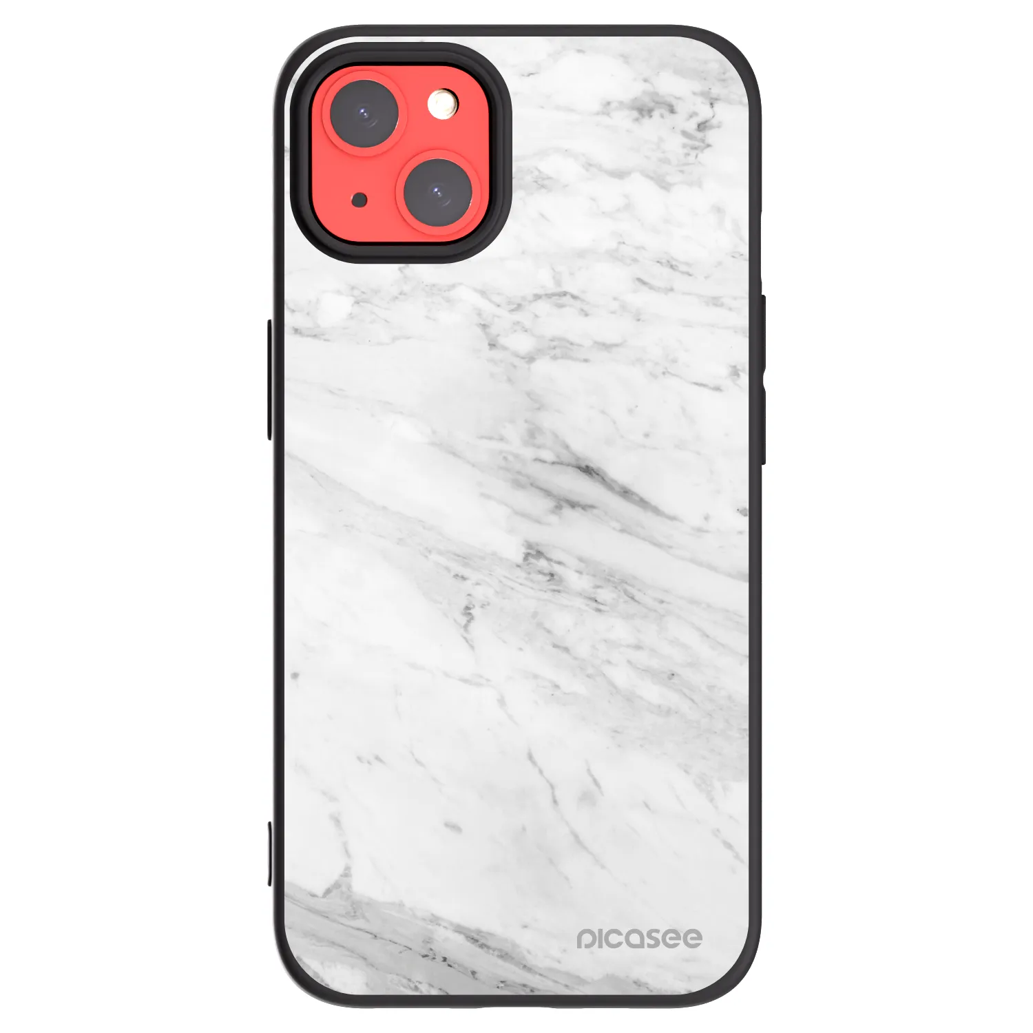 Picasee husă neagră din silicon pentru Apple iPhone 13 - White marble