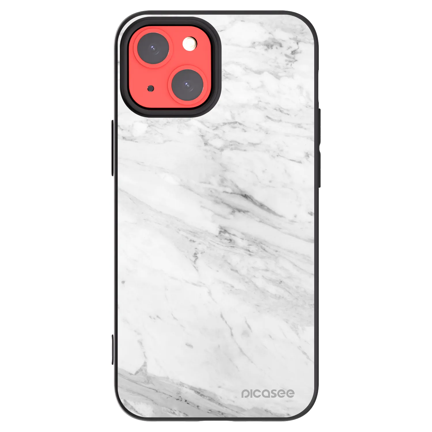 Picasee husă neagră din silicon pentru Apple iPhone 13 mini - White marble