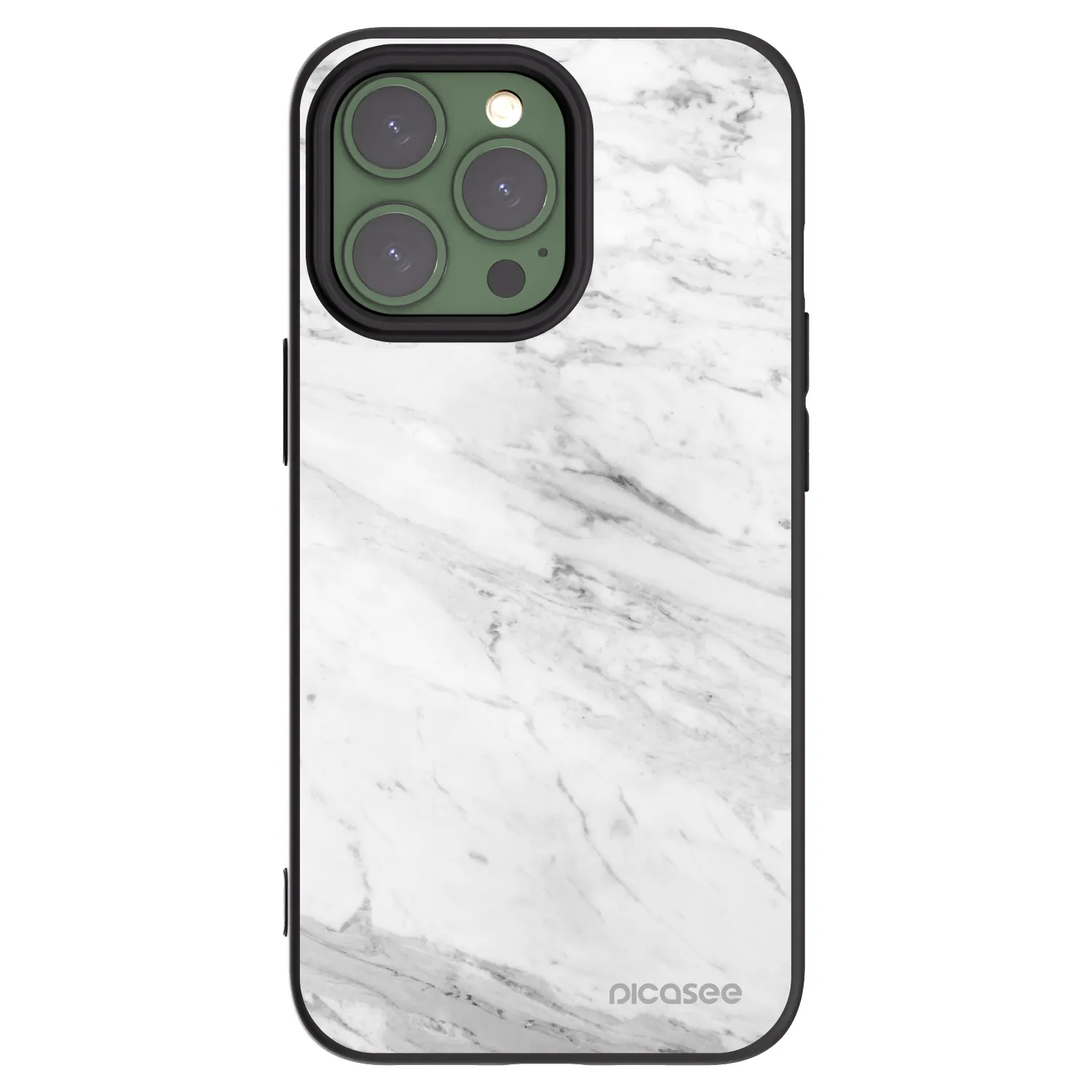 Picasee husă neagră din silicon pentru Apple iPhone 13 Pro - White marble