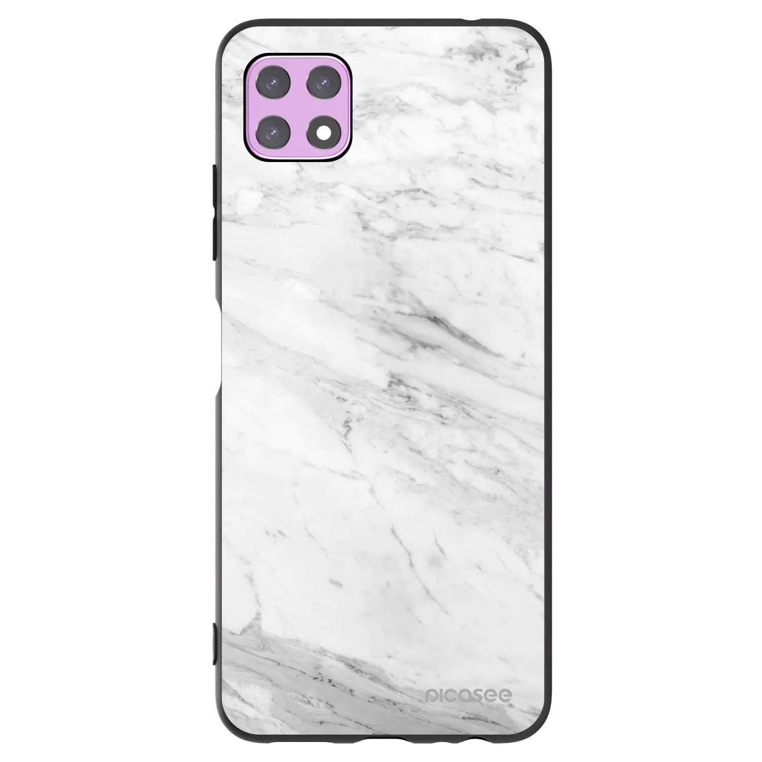 Picasee husă neagră din silicon pentru Samsung Galaxy A22 A226B 5G - White marble