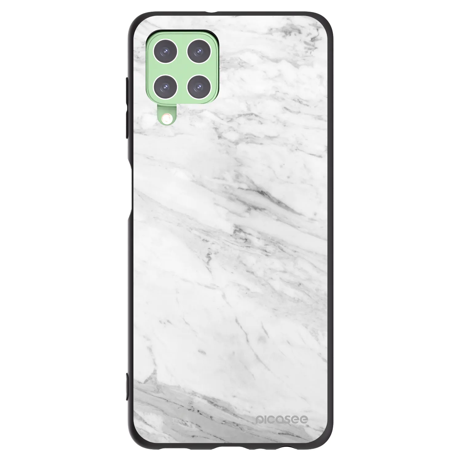Picasee husă neagră din silicon pentru Samsung Galaxy A22 A225F 4G - White marble