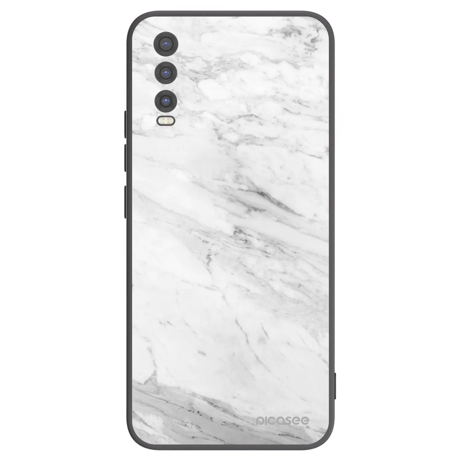 Picasee husă neagră din silicon pentru Vivo Y20s - White marble