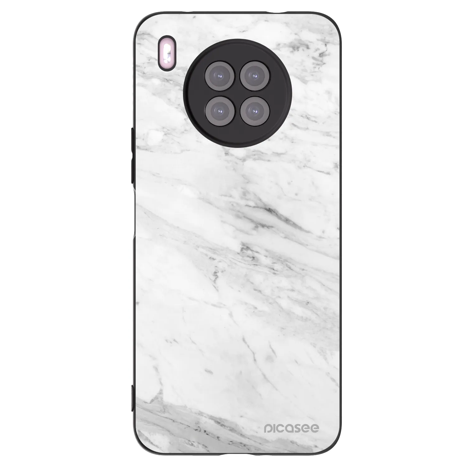 Picasee husă neagră din silicon pentru Huawei Nova 8i - White marble