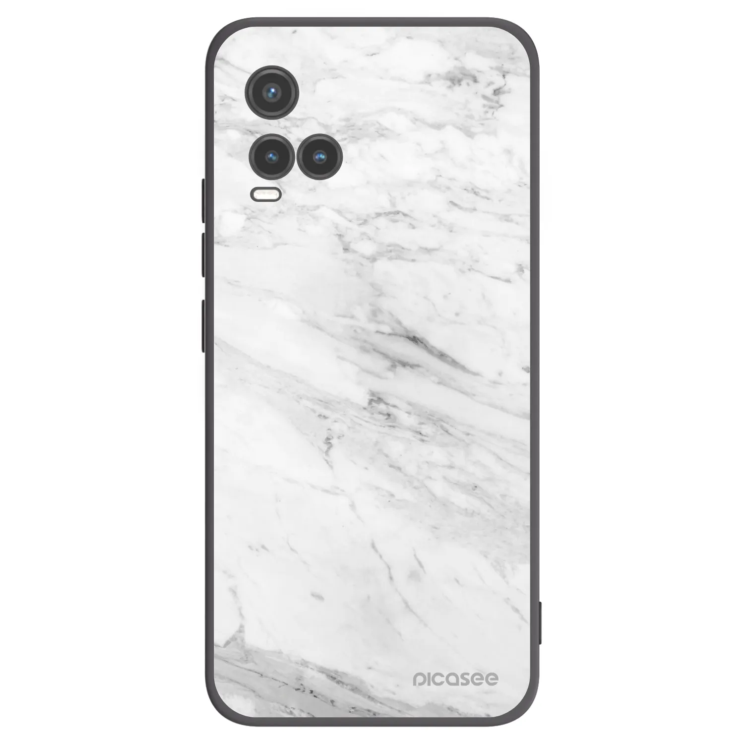 Picasee husă neagră din silicon pentru Vivo Y33s - White marble
