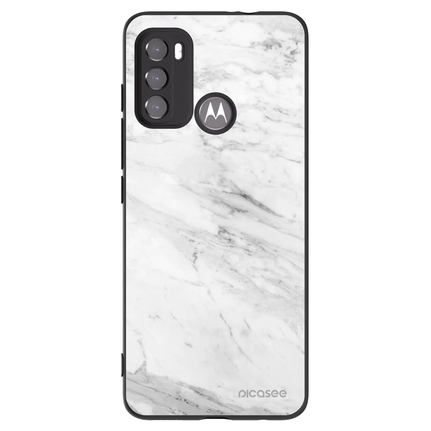 Picasee husă neagră din silicon pentru Motorola Moto G60 - White marble