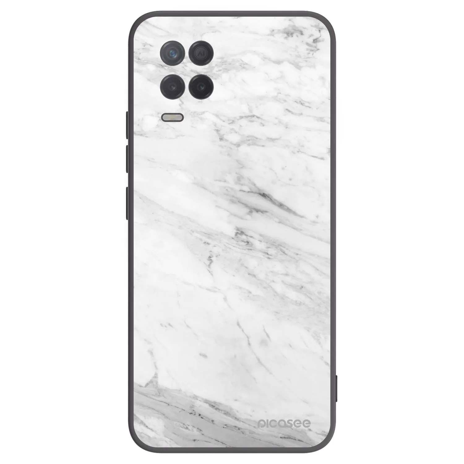 Picasee husă neagră din silicon pentru Realme 8 5G - White marble