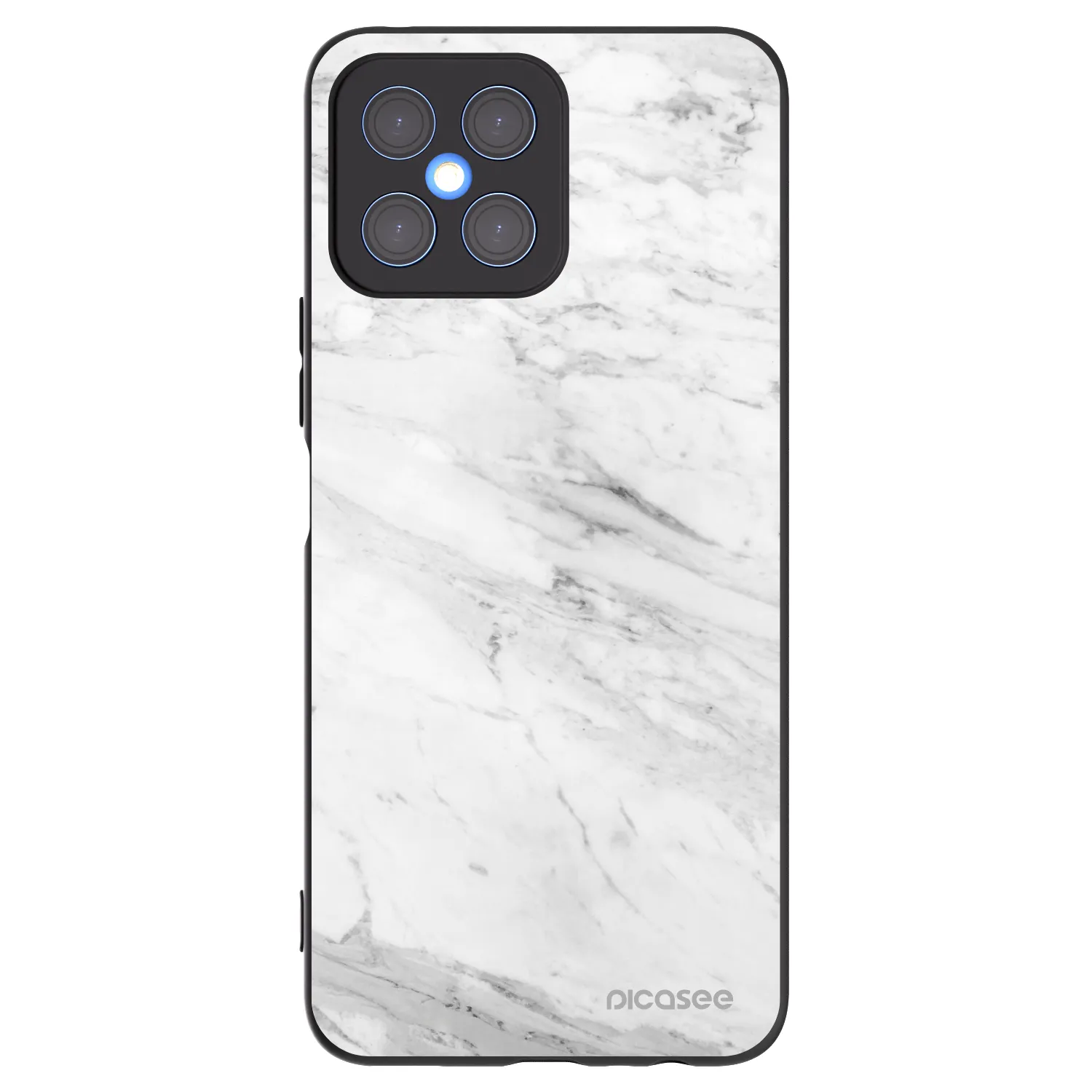 Picasee husă neagră din silicon pentru Honor X8 4G - White marble