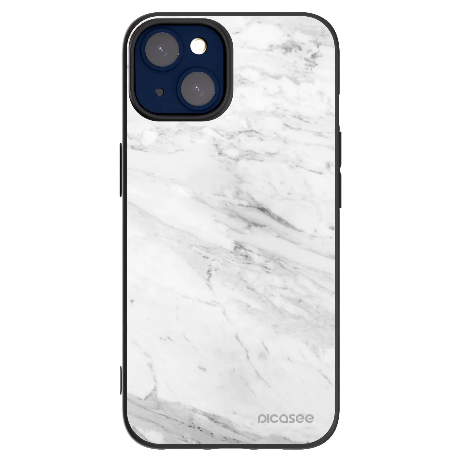 Picasee husă neagră din silicon pentru Apple iPhone 14 - White marble