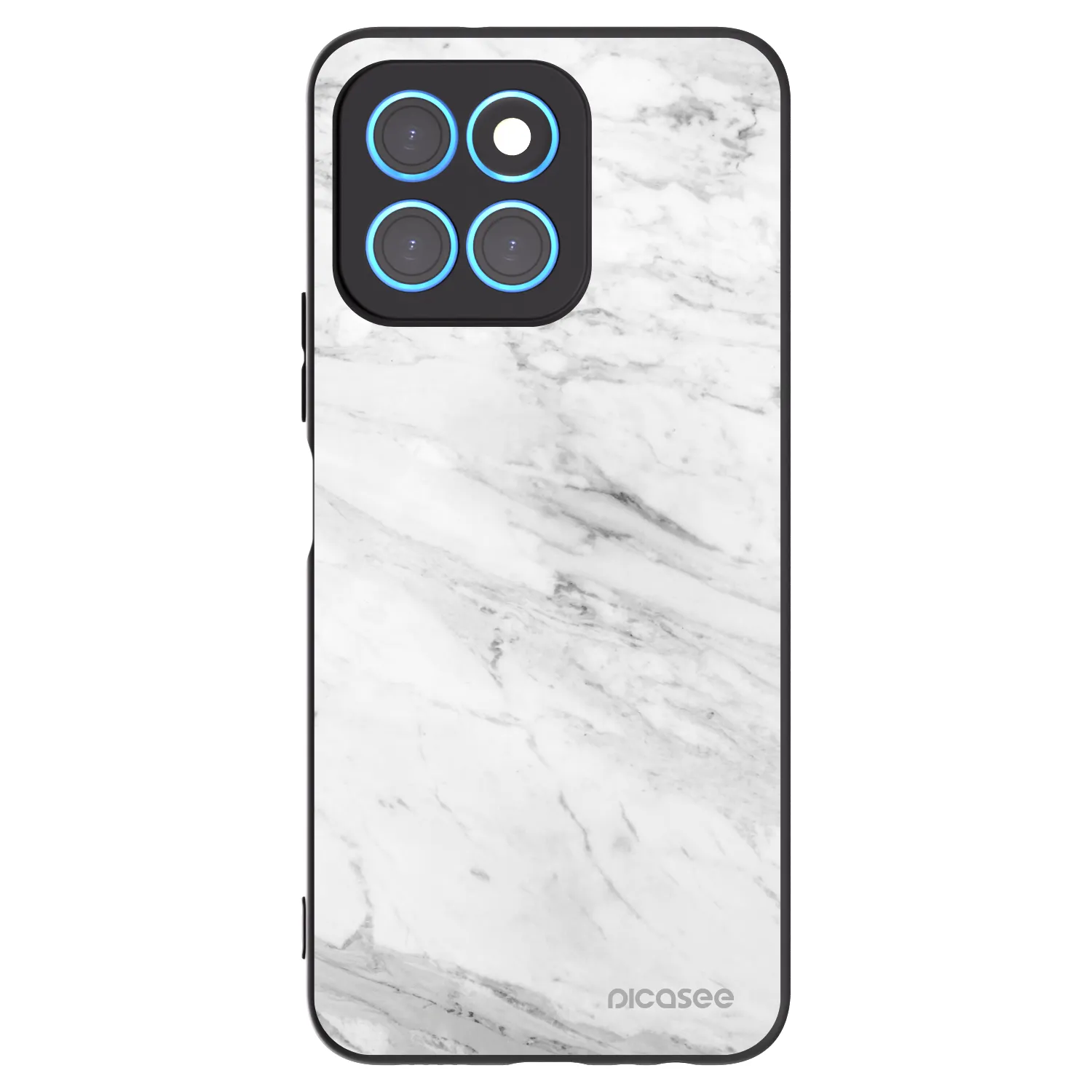 Picasee husă neagră din silicon pentru Honor X8 5G - White marble