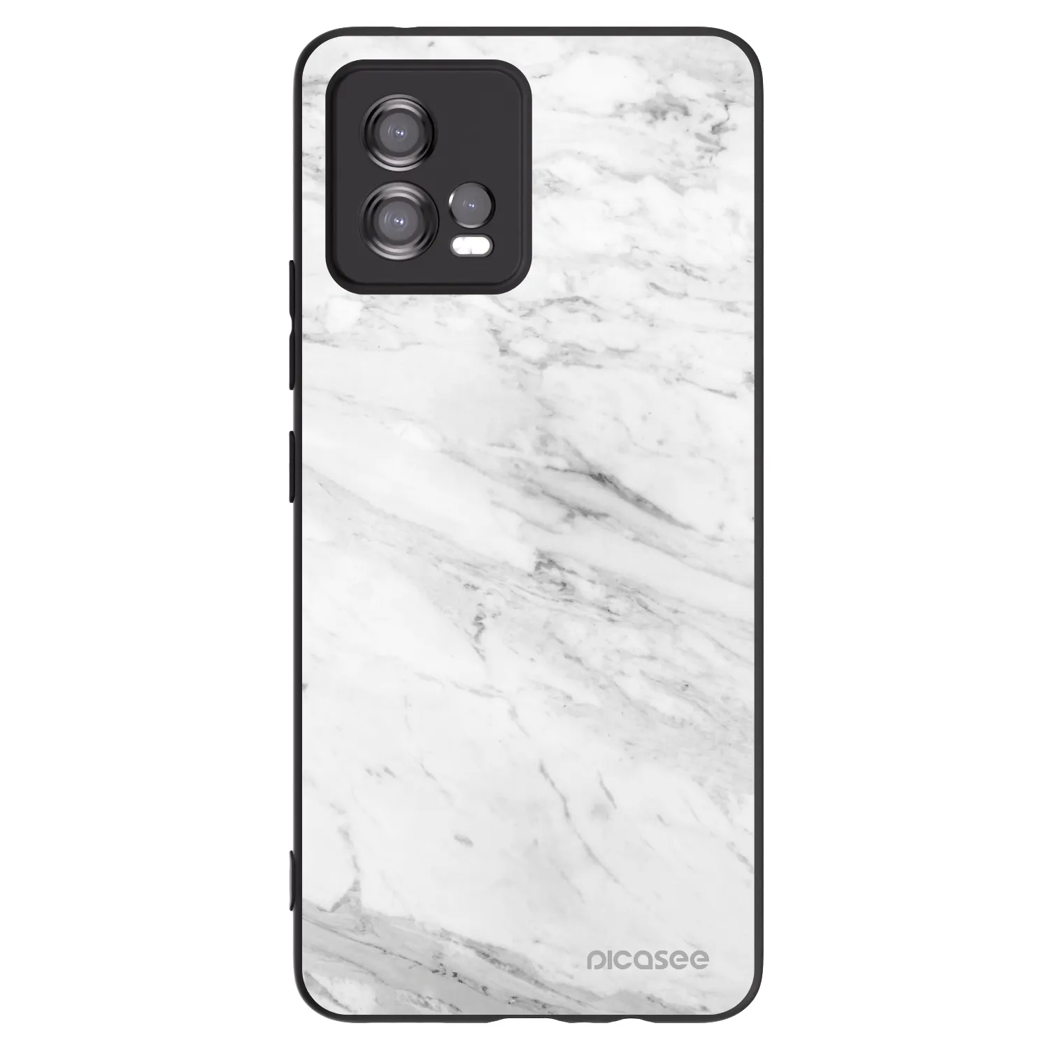 Picasee husă neagră din silicon pentru Motorola Moto G72 - White marble