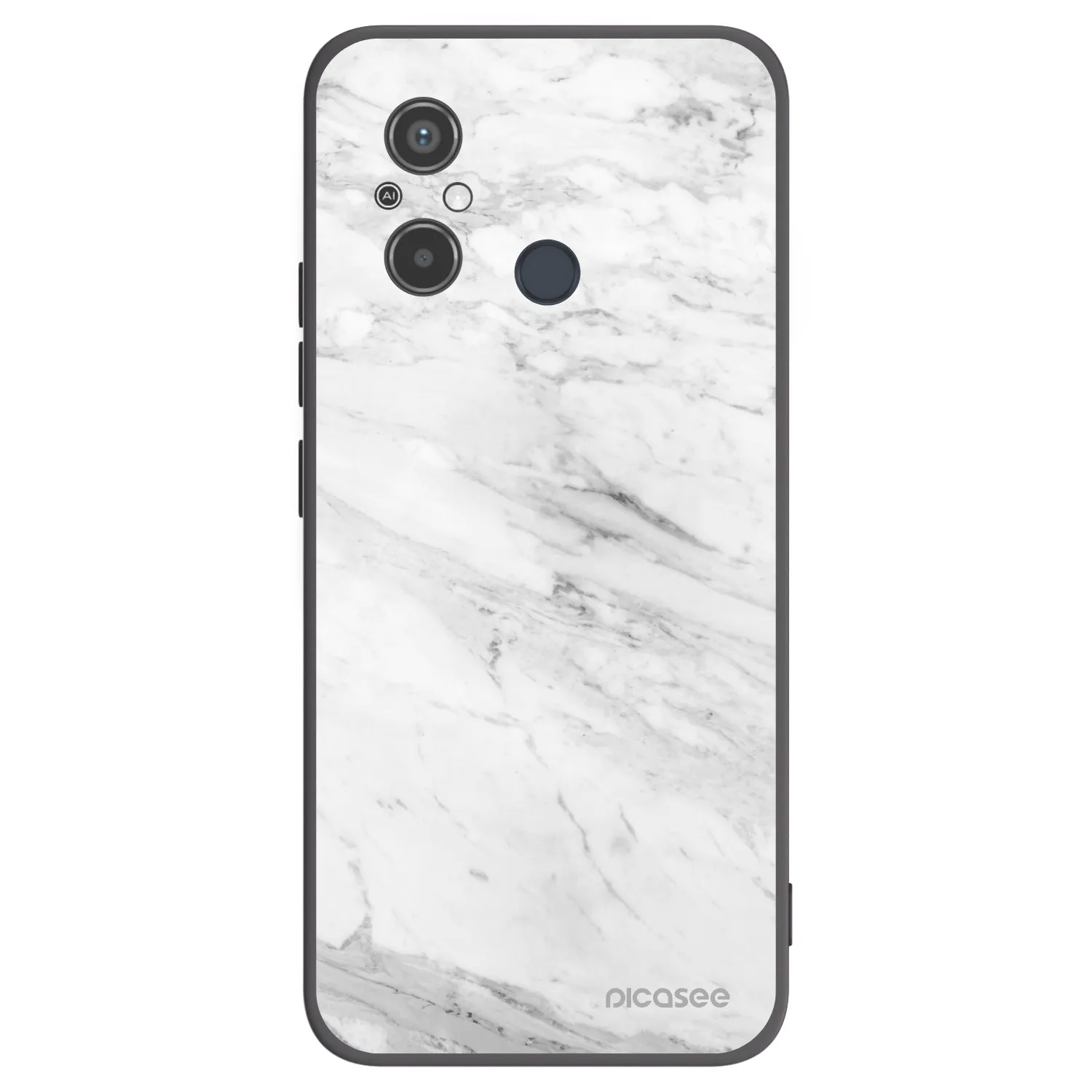 Picasee husă neagră din silicon pentru Xiaomi Redmi 12C - White marble