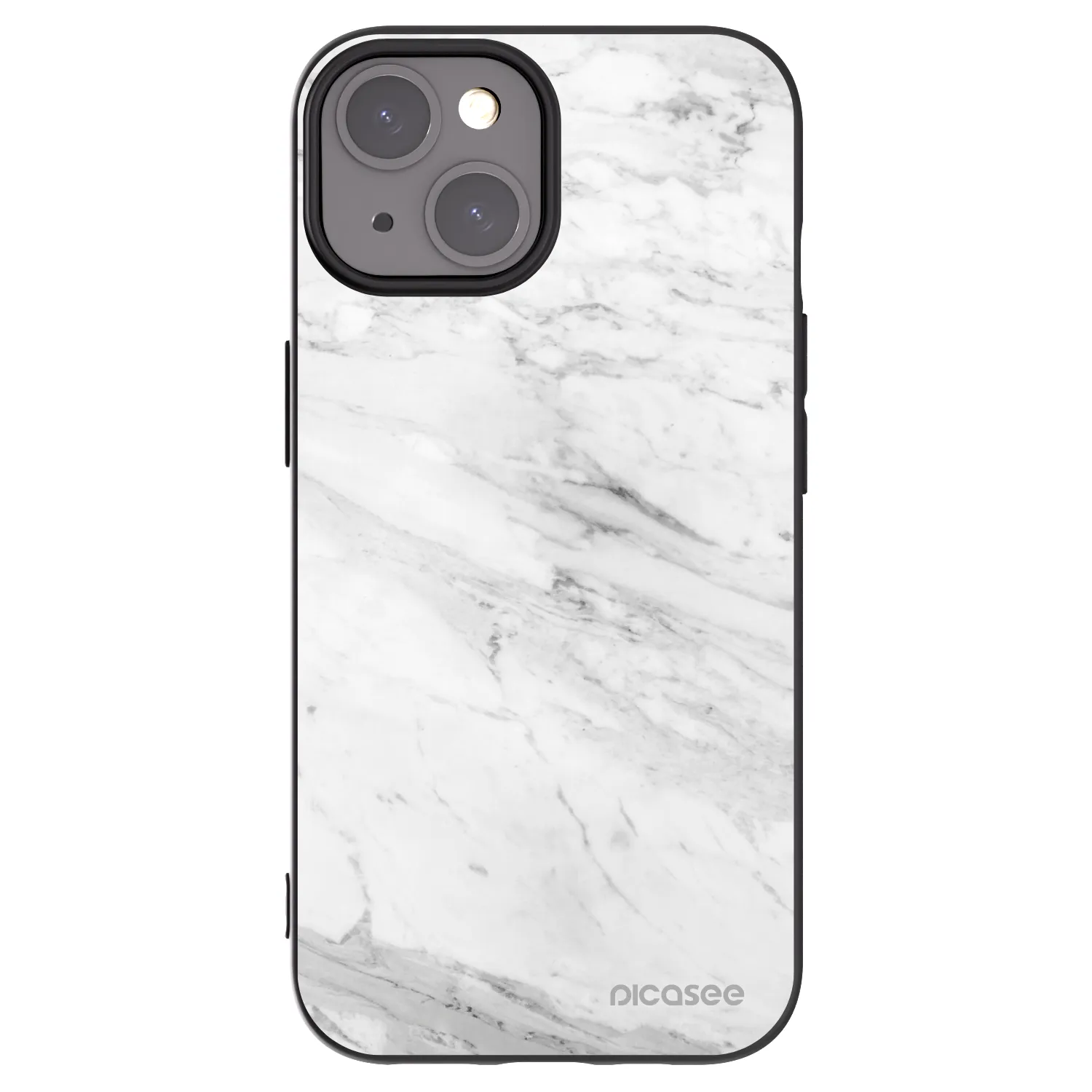 Picasee husă neagră din silicon pentru Apple iPhone 15 - White marble