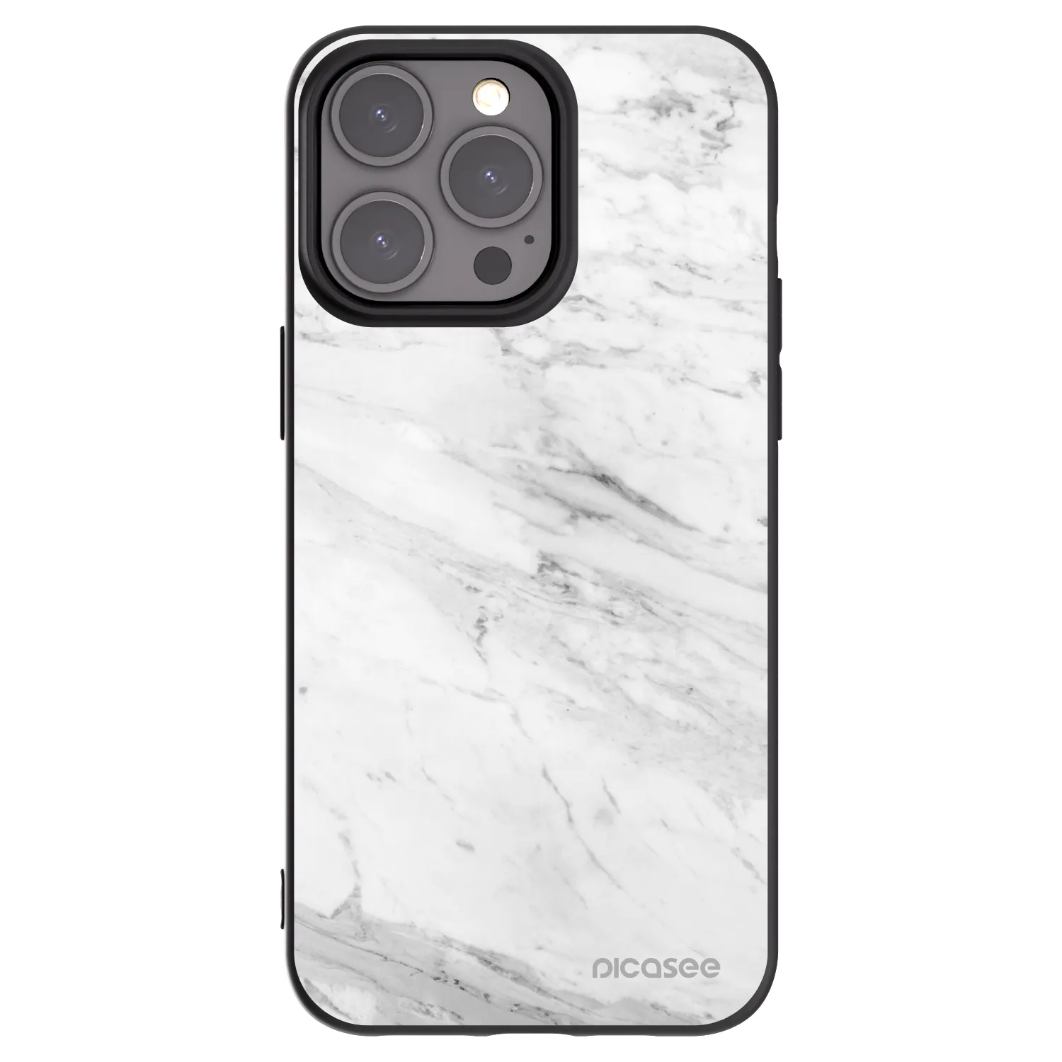 Picasee husă neagră din silicon pentru Apple iPhone 15 Pro Max - White marble