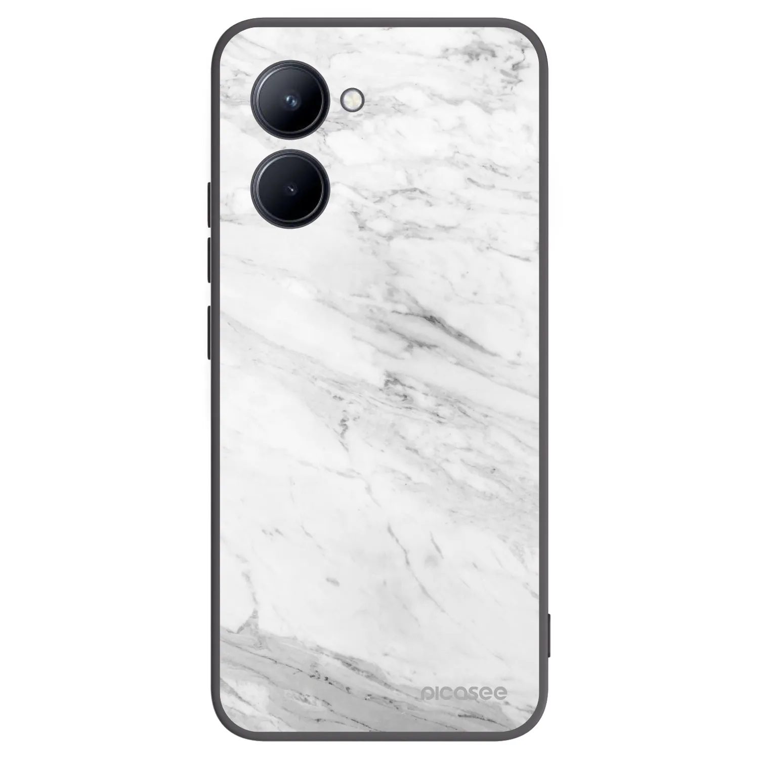 Picasee husă neagră din silicon pentru Realme C33 (2023) - White marble