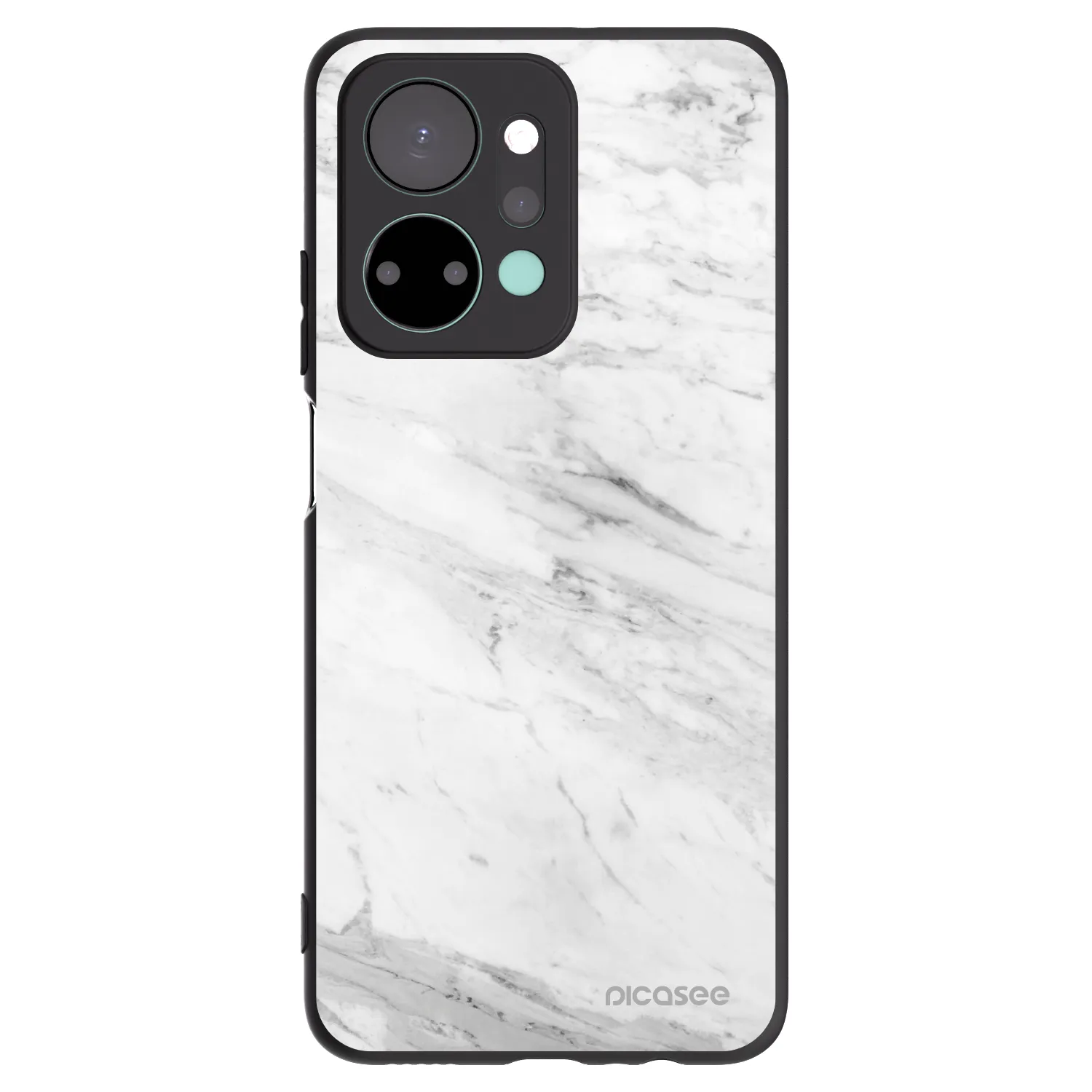 Picasee husă neagră din silicon pentru Honor X7a - White marble