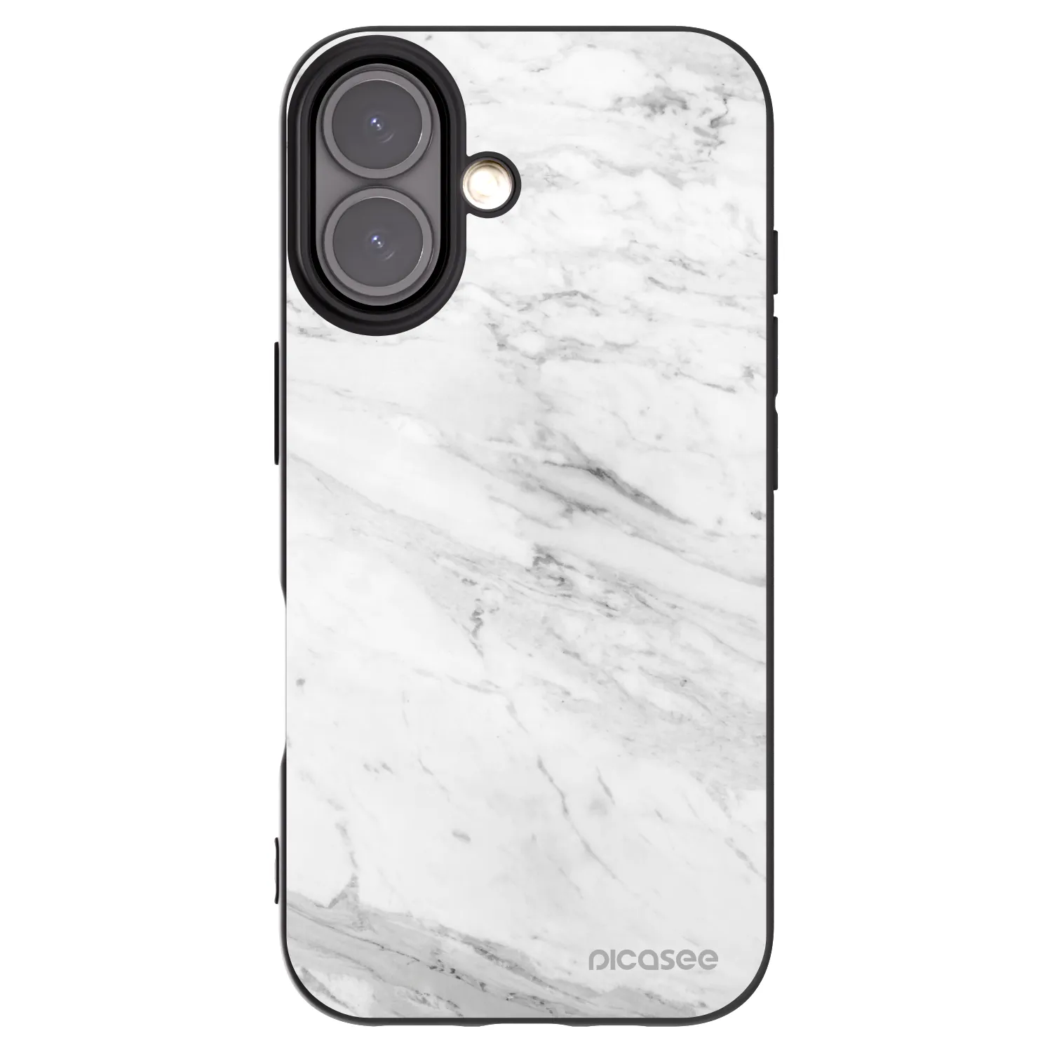 Picasee husă neagră din silicon pentru Apple iPhone 16 - White marble