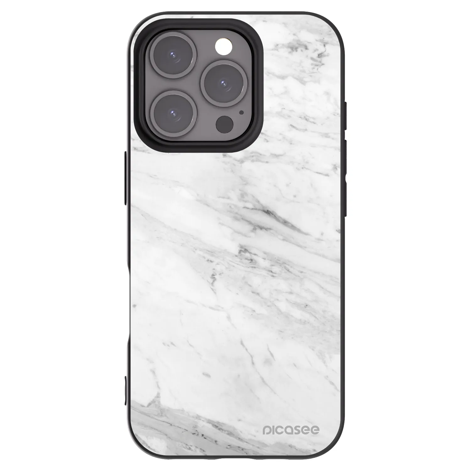 Picasee husă neagră din silicon pentru Apple iPhone 16 Pro - White marble