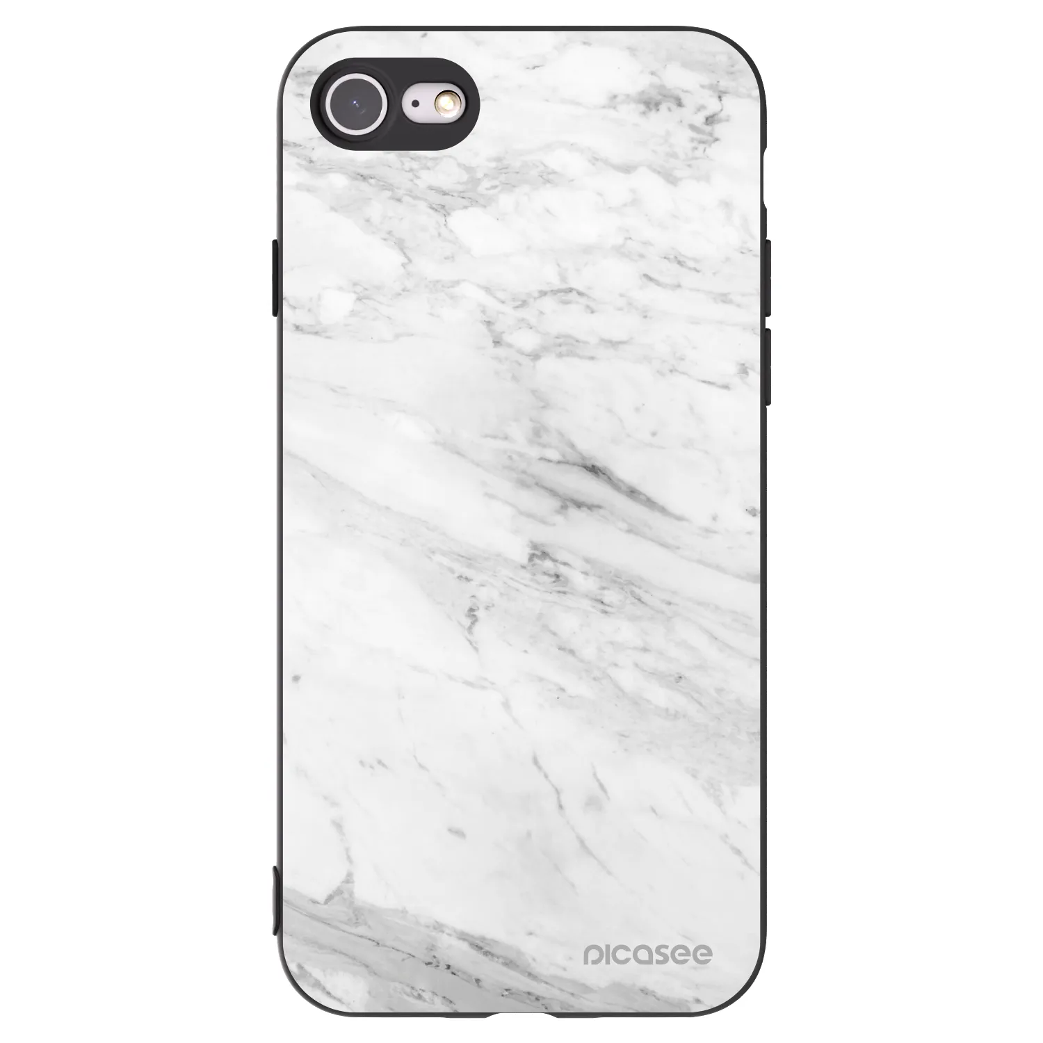Picasee husă neagră din silicon pentru Apple iPhone 8 - White marble