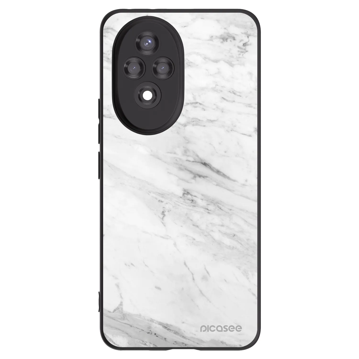 Picasee husă neagră din silicon pentru Honor 200 5G - White marble