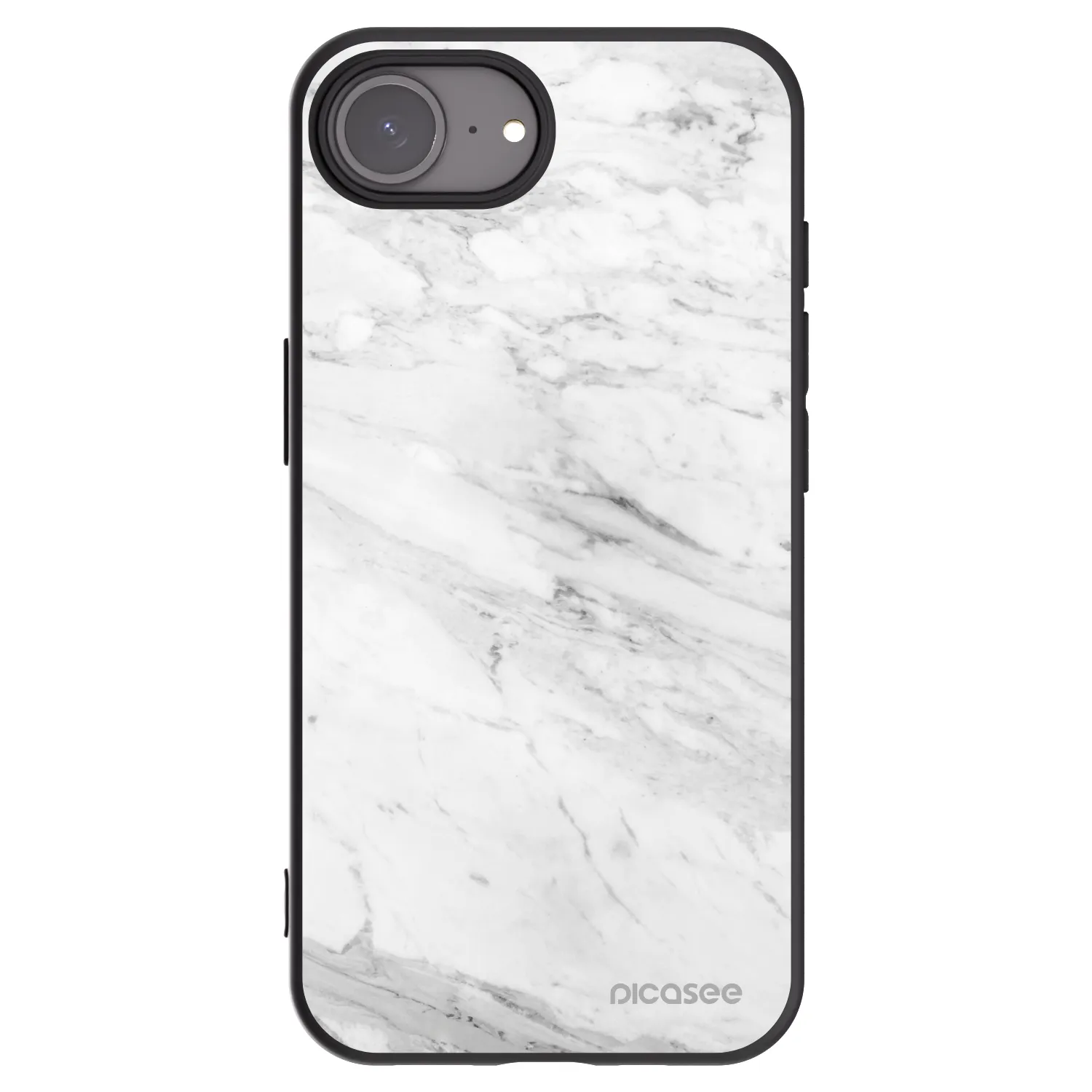 Picasee husă neagră din silicon pentru Apple iPhone 16e - White marble