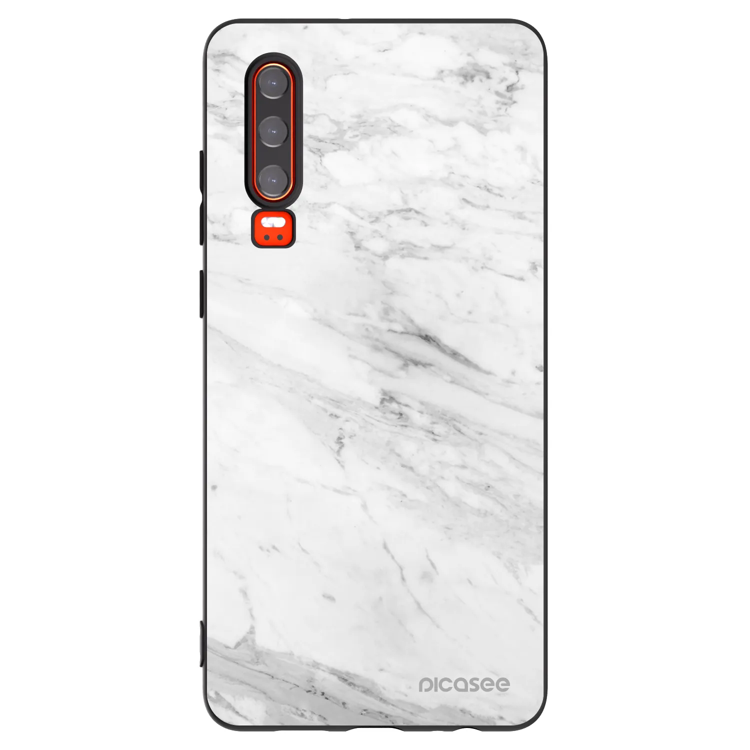 Picasee husă neagră din silicon pentru Huawei P30 - White marble