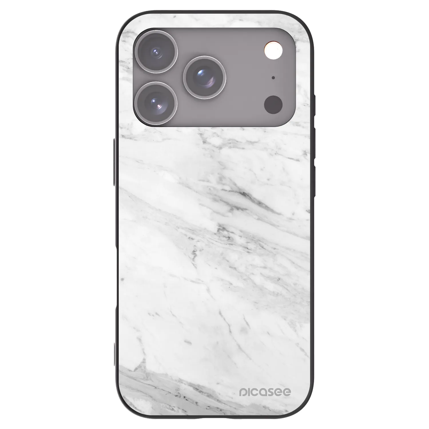 Picasee husă neagră din silicon pentru Apple iPhone 17 Pro - White marble