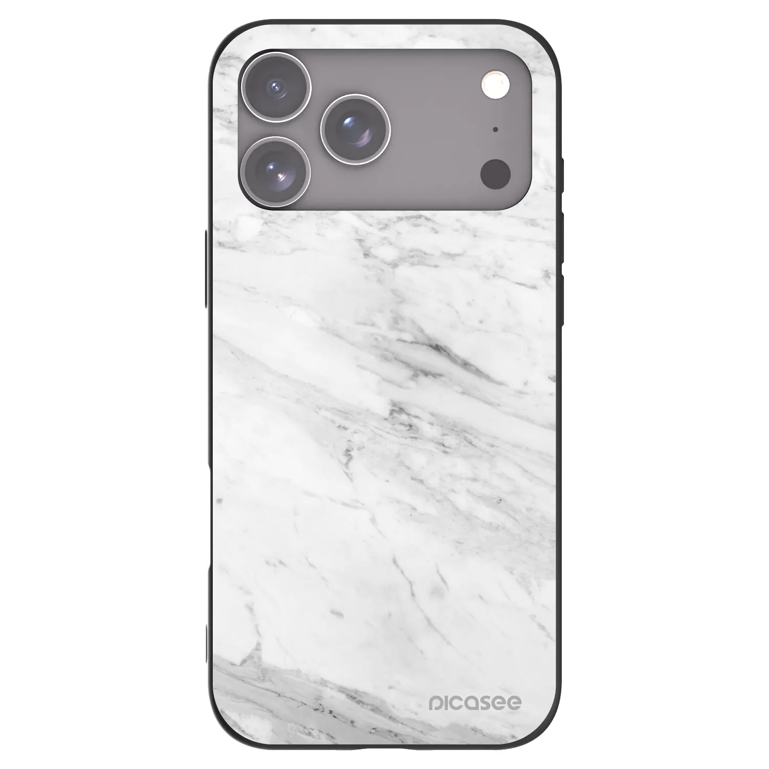 Picasee husă neagră din silicon pentru Apple iPhone 17 Pro Max - White marble