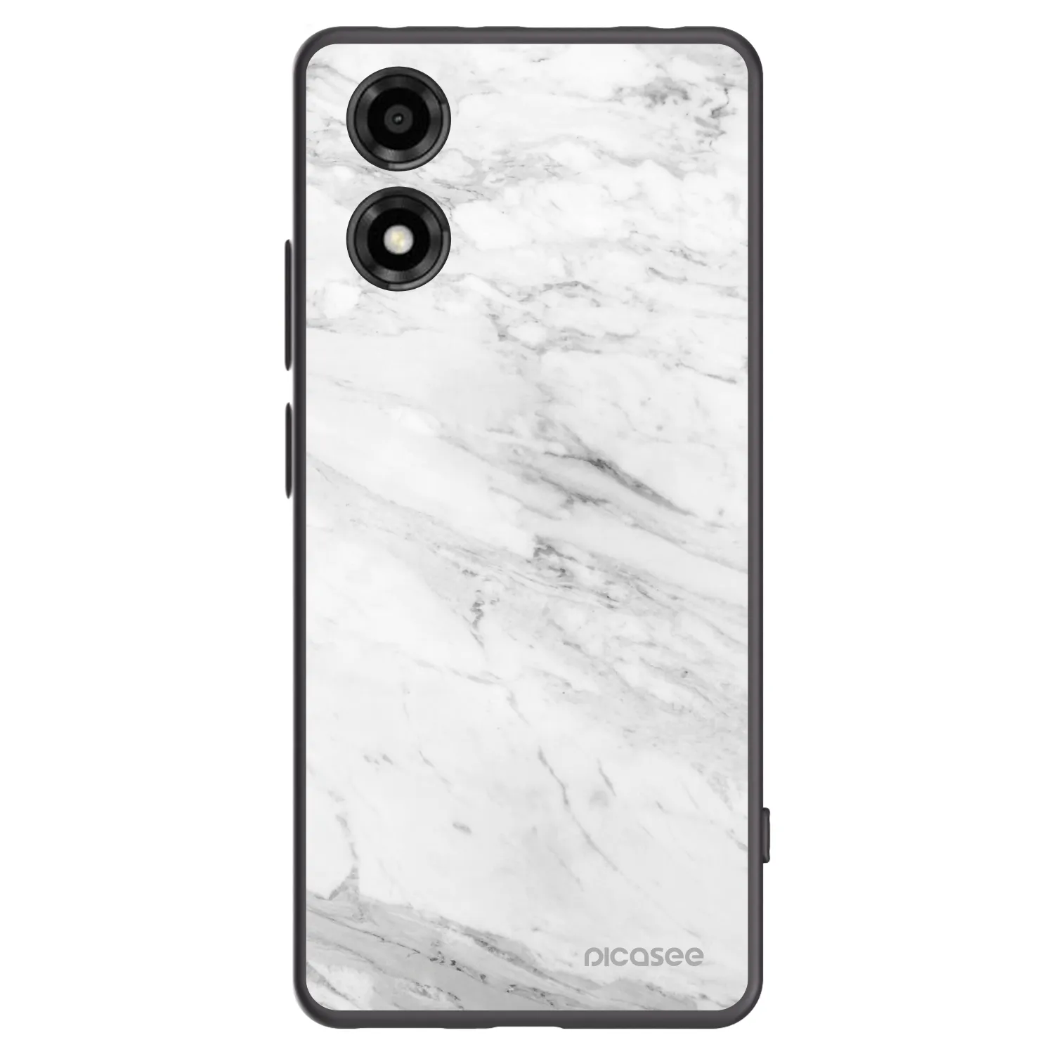 Picasee husă neagră din silicon pentru Motorola Moto E14 - White marble