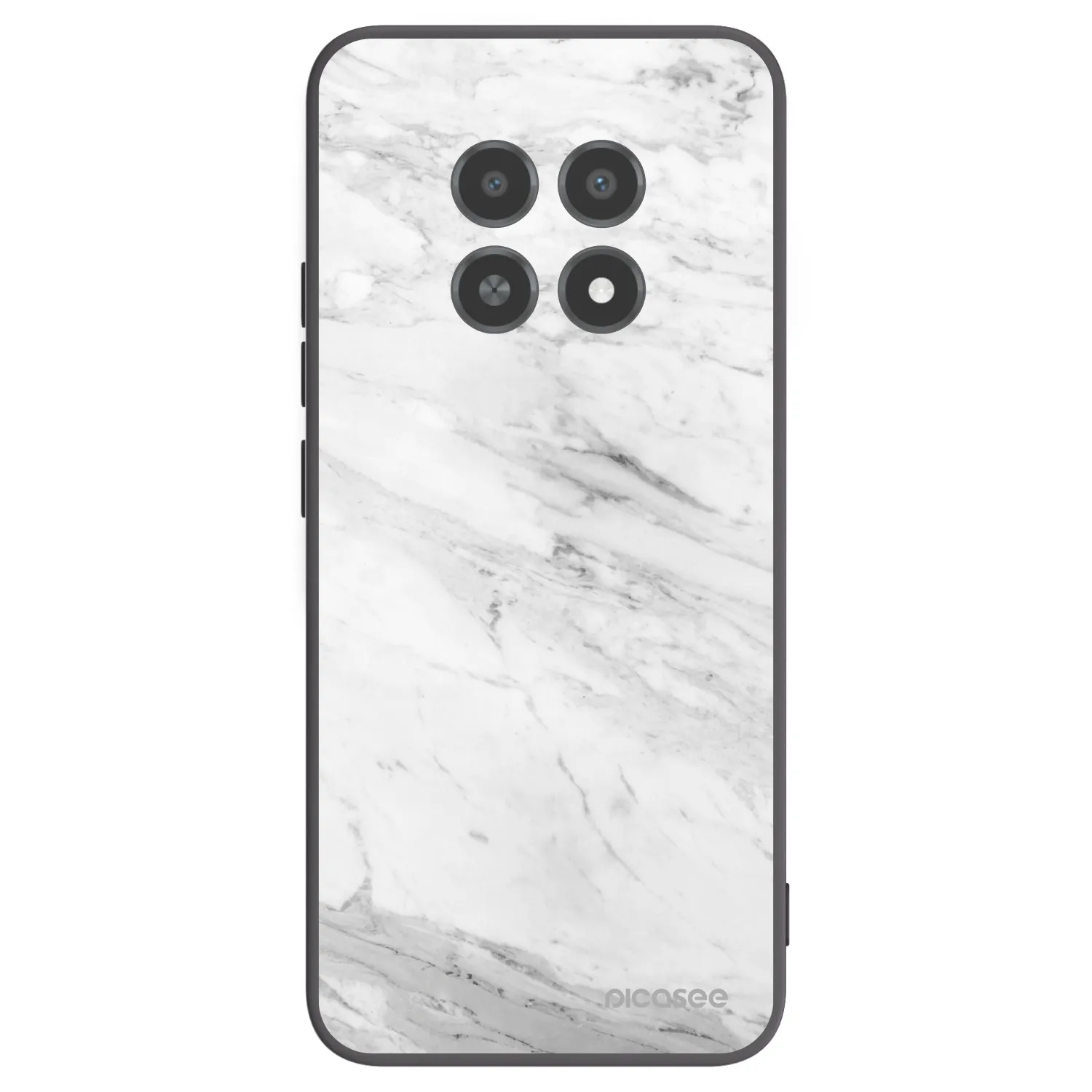 Picasee husă neagră din silicon pentru Realme 12X - White marble