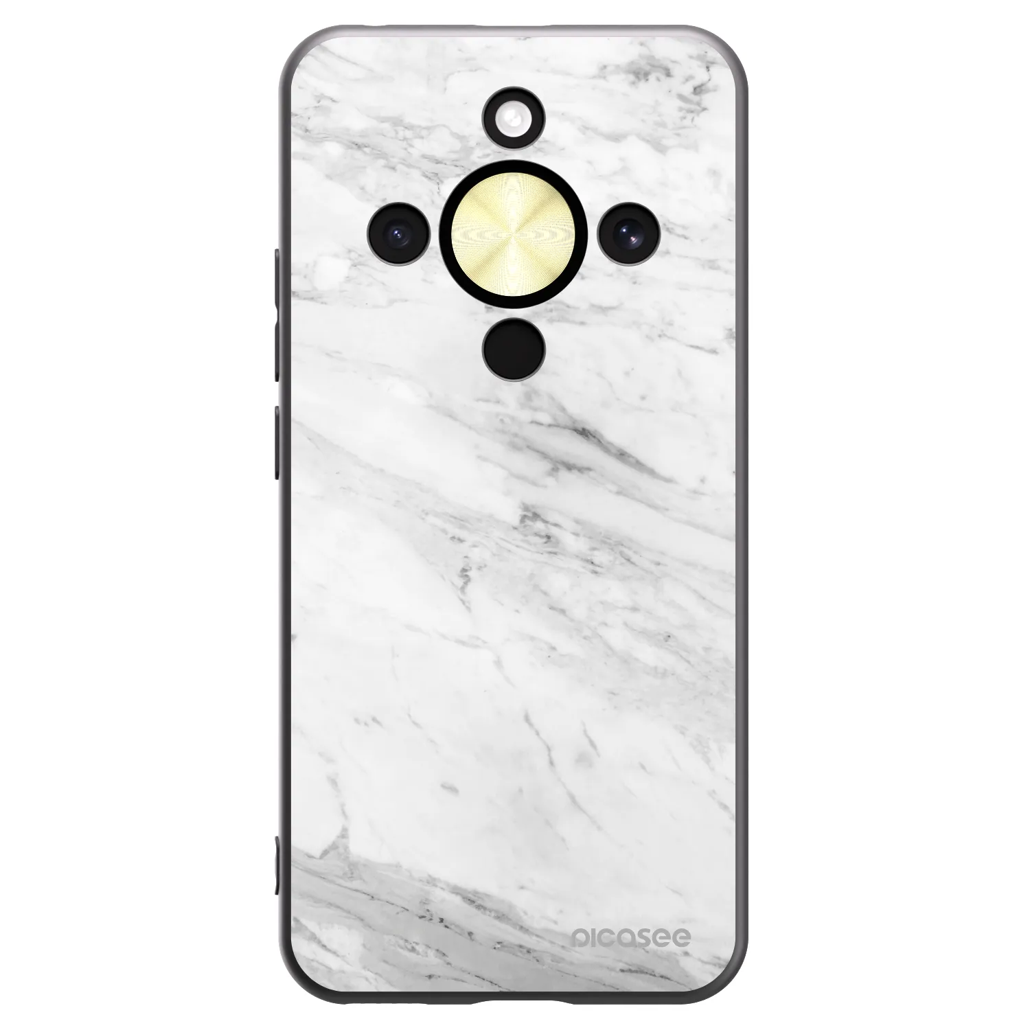 Picasee husă neagră din silicon pentru Honor Magic8 Lite 5G - White marble