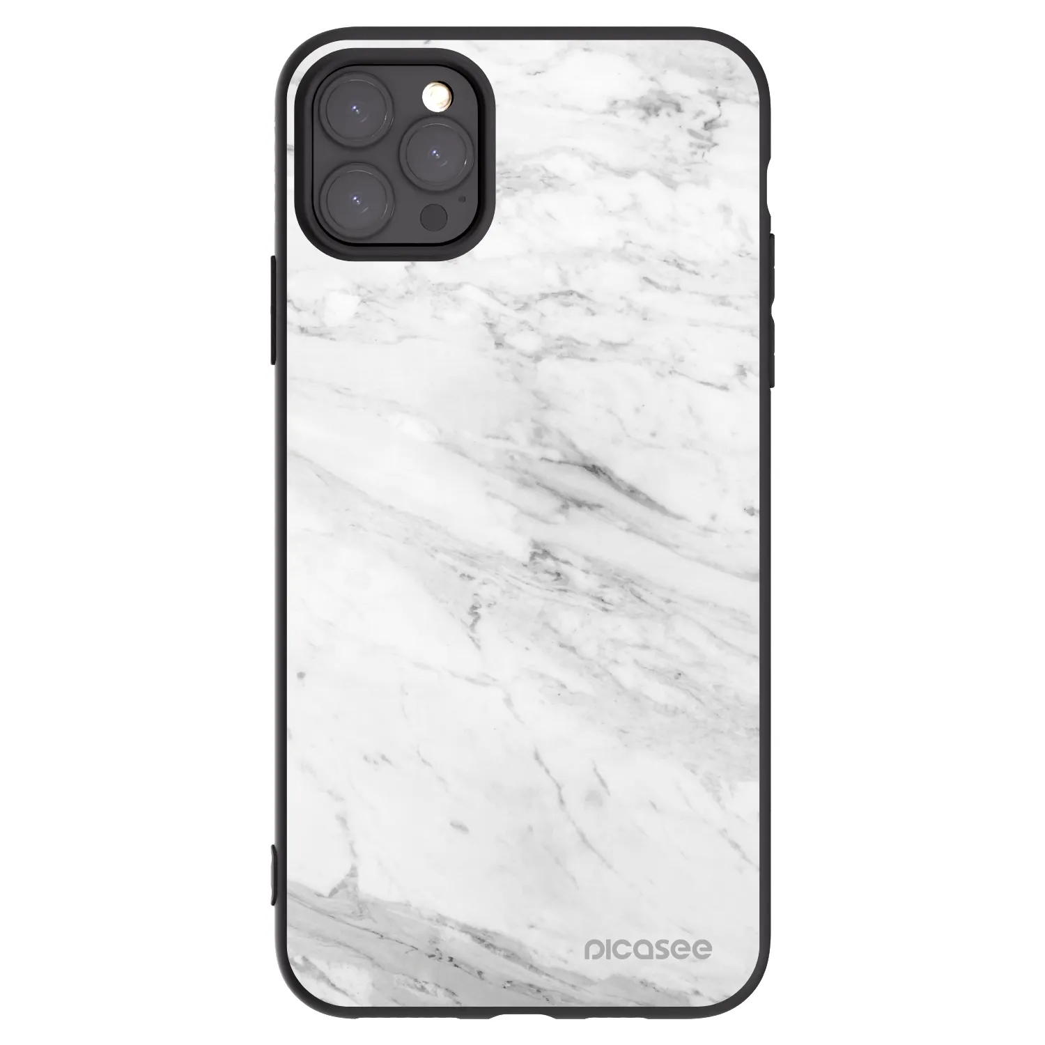 Picasee husă neagră din silicon pentru Apple iPhone 11 Pro Max - White marble