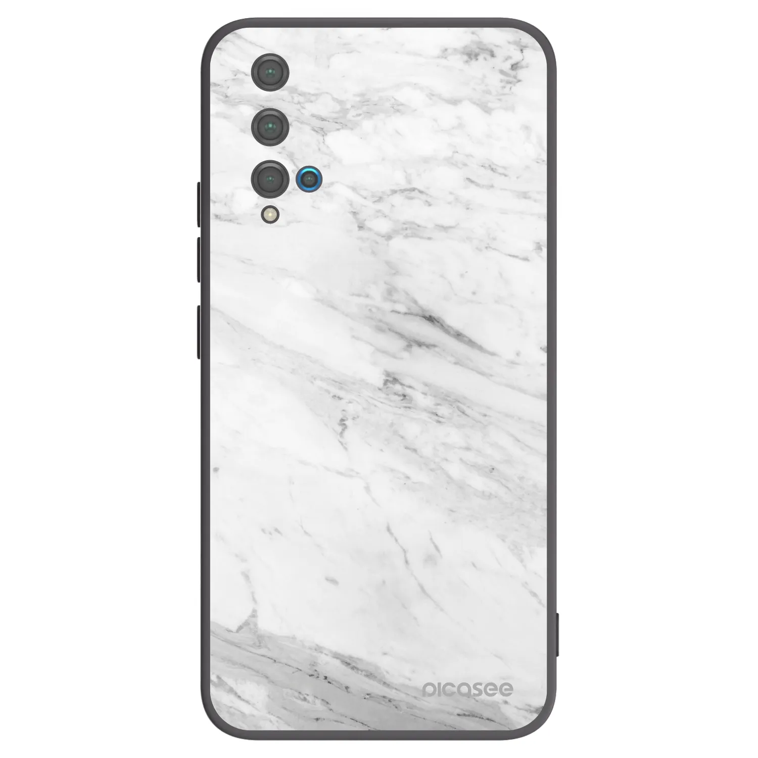 Picasee husă neagră din silicon pentru Huawei Nova 5T - White marble