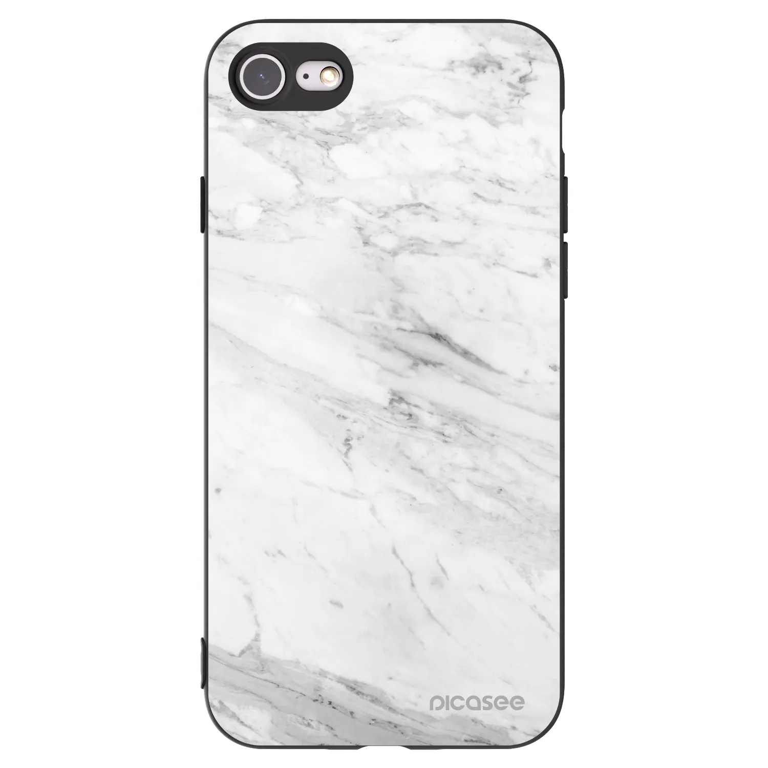 Picasee husă neagră din silicon pentru Apple iPhone SE 2020 - White marble