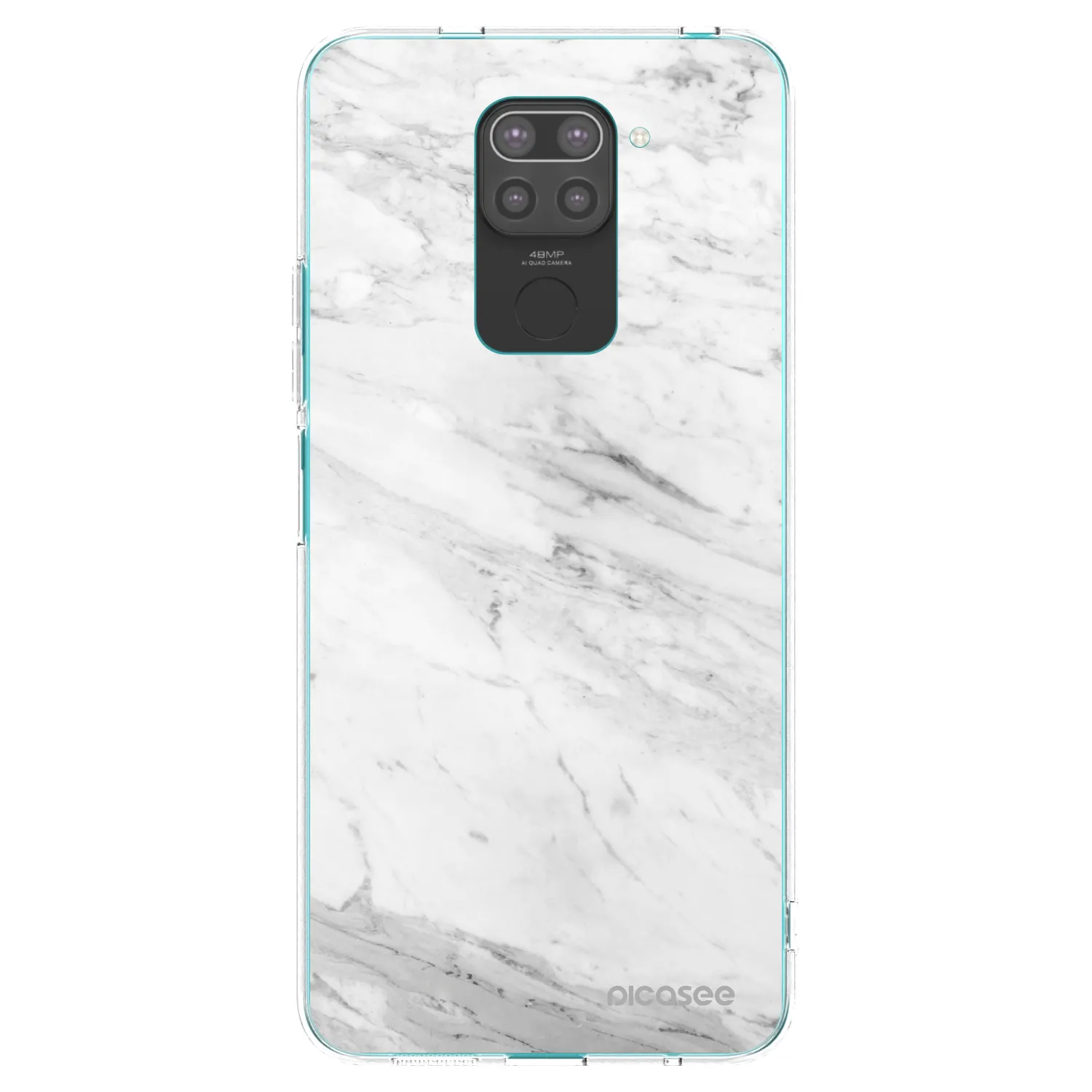 Picasee husă neagră din silicon pentru Xiaomi Redmi Note 9 - White marble