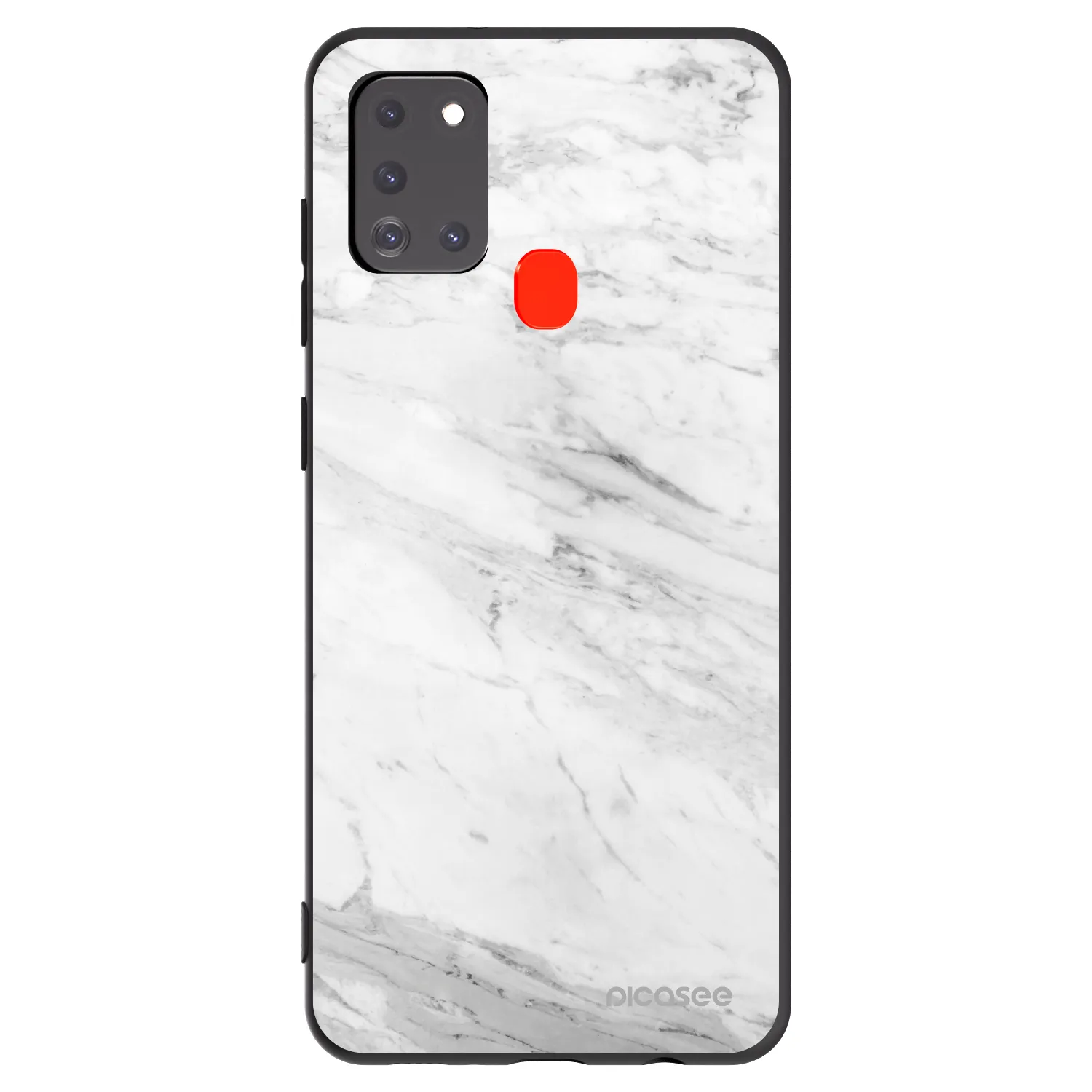 Picasee husă neagră din silicon pentru Samsung Galaxy A21s - White marble