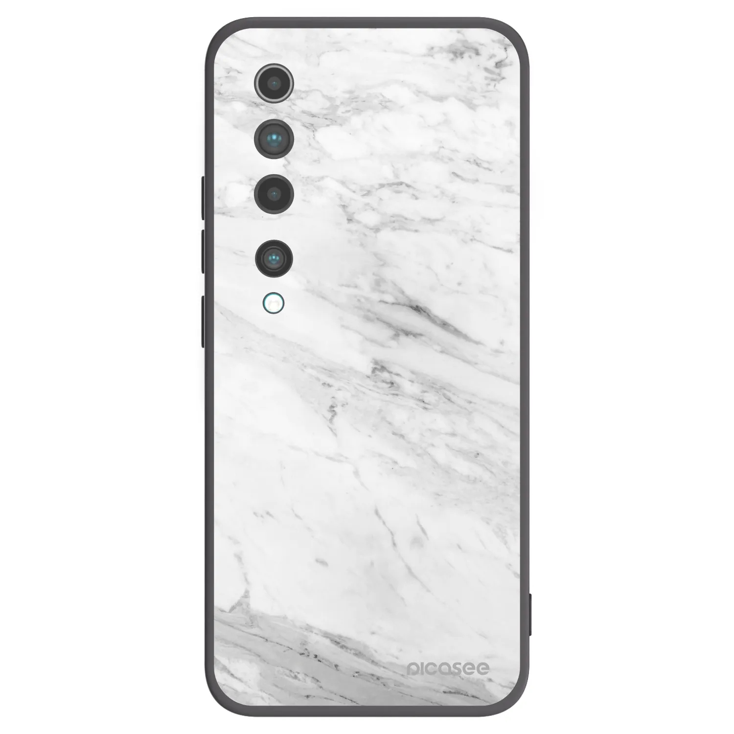 Picasee husă neagră din silicon pentru Xiaomi Mi 10 - White marble