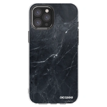 Picasee husă transparentă din silicon pentru Apple iPhone 12 Pro Max - Black marble