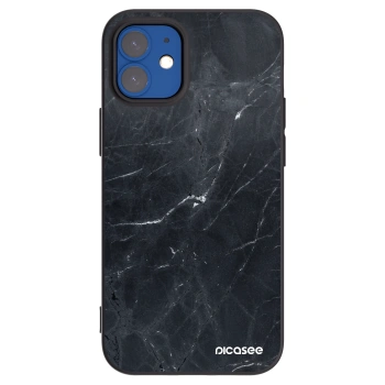 Picasee husă neagră din silicon pentru Apple iPhone 12 mini - Black marble