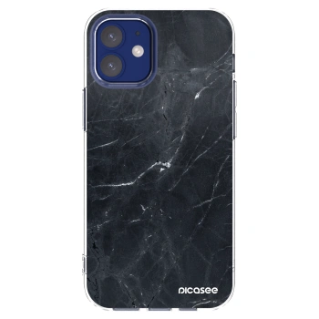 Picasee husă transparentă din silicon pentru Apple iPhone 12 mini - Black marble